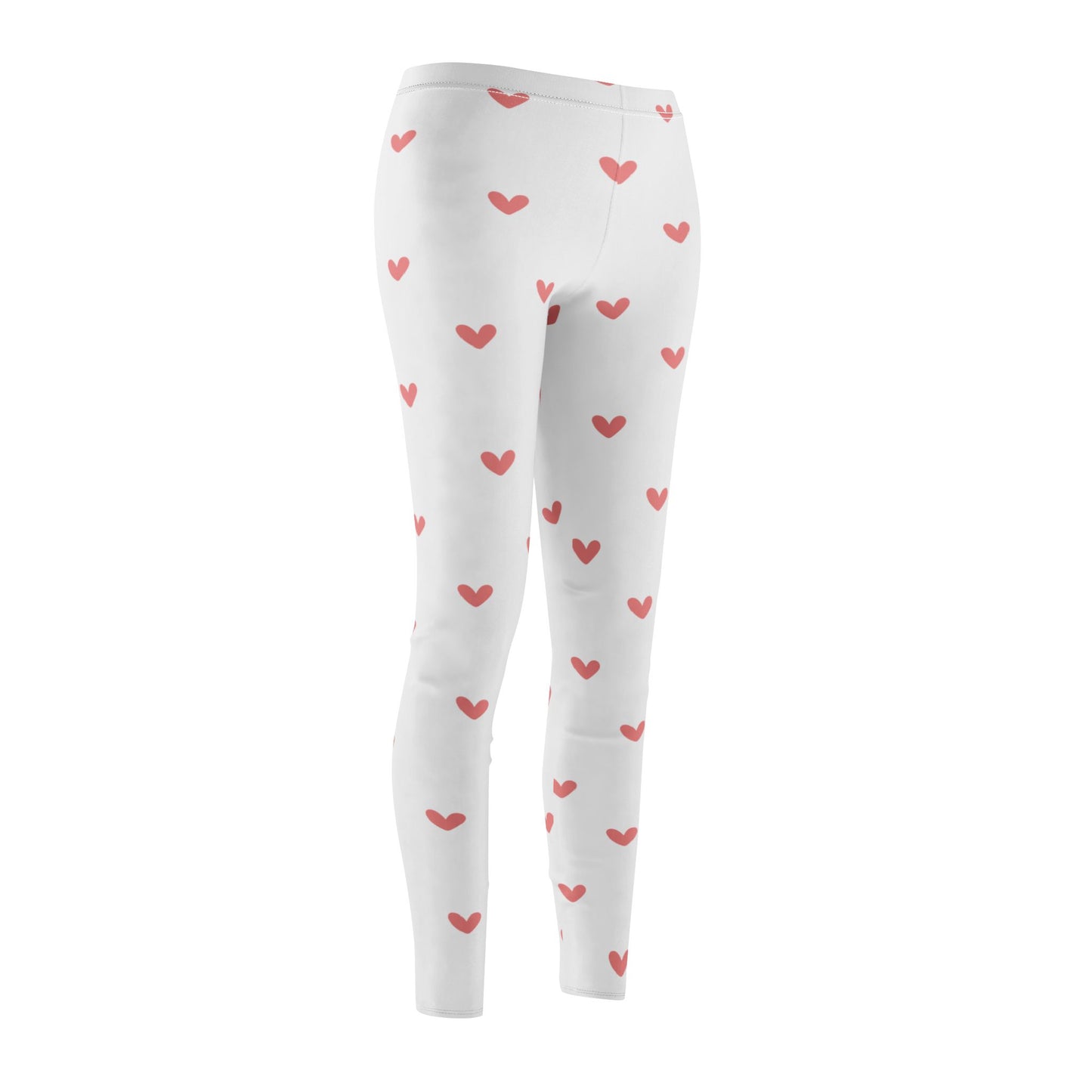 HERZCHEN HERZ PRINT Leggings Damen Weiß • Niedliche Süße Herzchen Muster Leggins Hose • Beste Leggings für Sport & Alltag