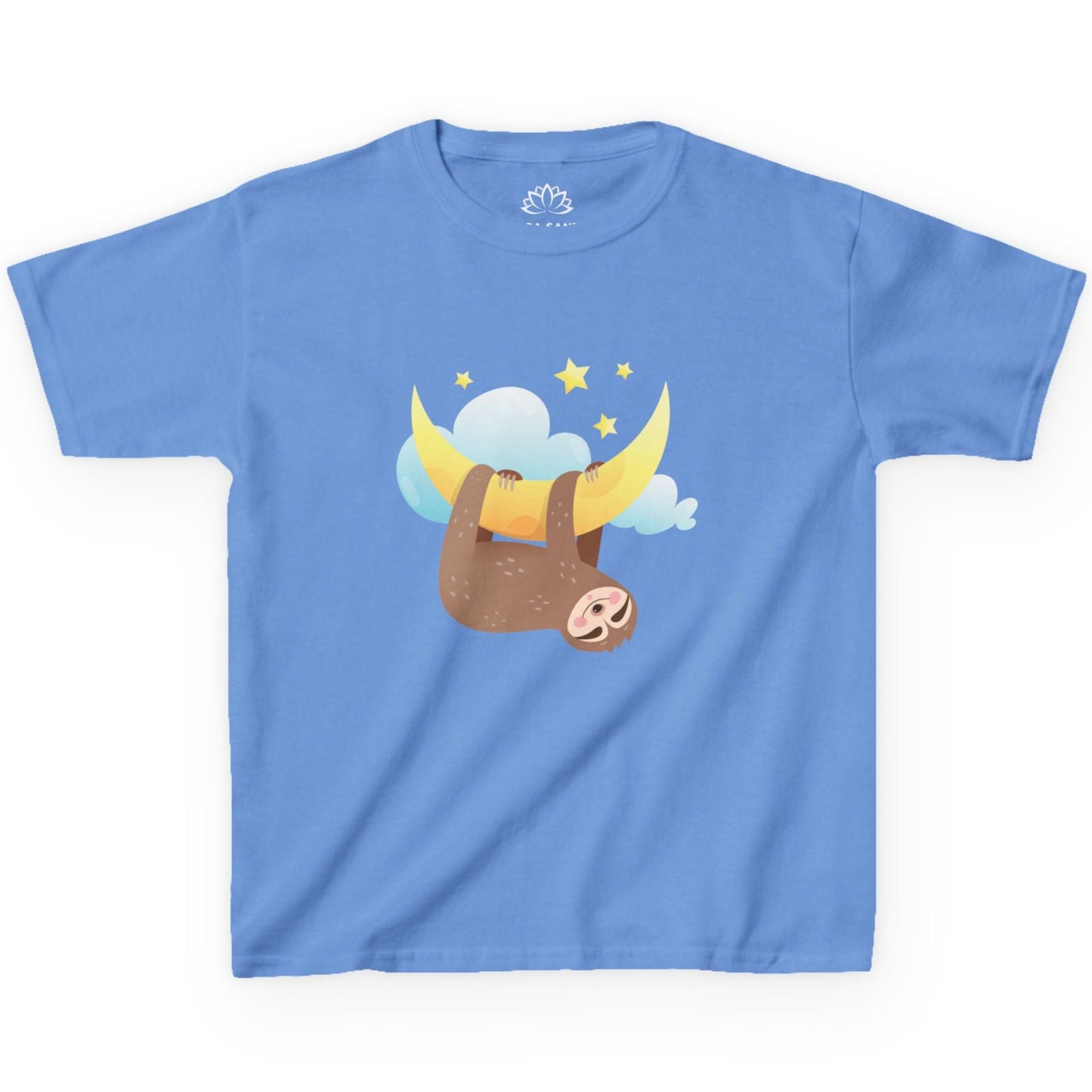 FAULTIER SLOT HÄNGT IM MOND STERNE NIELDICH SÜßES COMIC TIER • Pijama Schlafoberteil Oversize Kinder T-Shirt Mädchen Jungen • BIO Baumwolle 🌿