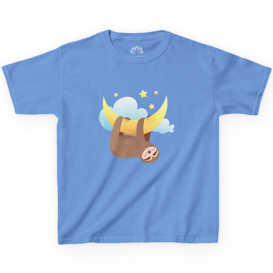 FAULTIER SLOT HÄNGT IM MOND STERNE NIELDICH SÜßES COMIC TIER • Pijama Schlafoberteil Oversize Kinder T-Shirt Mädchen Jungen • BIO Baumwolle 🌿