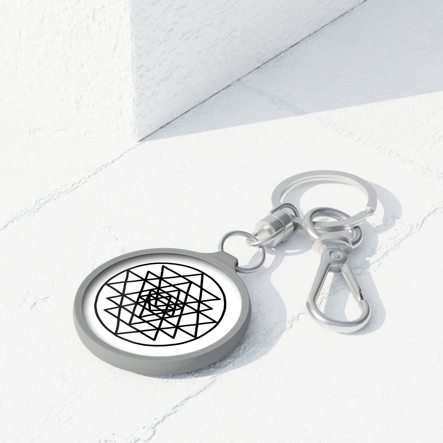 SHRI YANTRA - Buddhismus Spirituelles Zeichen • Edler Luxus Schlüsselanhänger mit Karabiner für Frauen & Männer