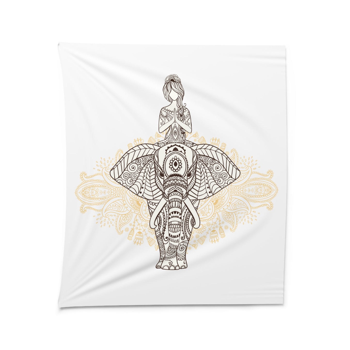 ELEFANT INDISCH MANDALA • Wandtuch • Wandttepich Schwarz Weiß • Wanddekor in v. Größen bis XXL