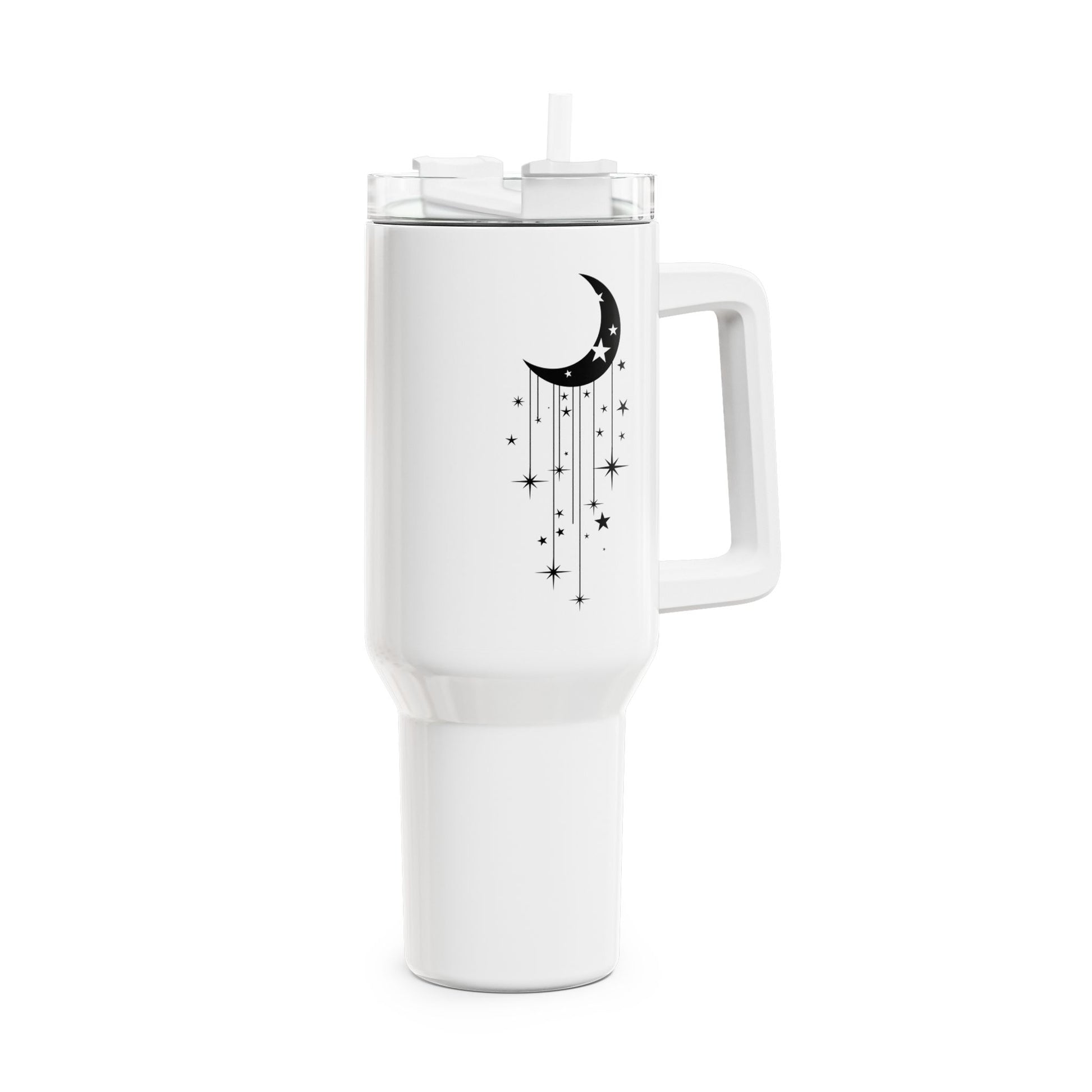 MOND STERNE CLIPART HIMMELMOTIV • Tumbler mit Henkel & Strohhalm • XXL Reisebecher 1,2L - YOGA SANTA