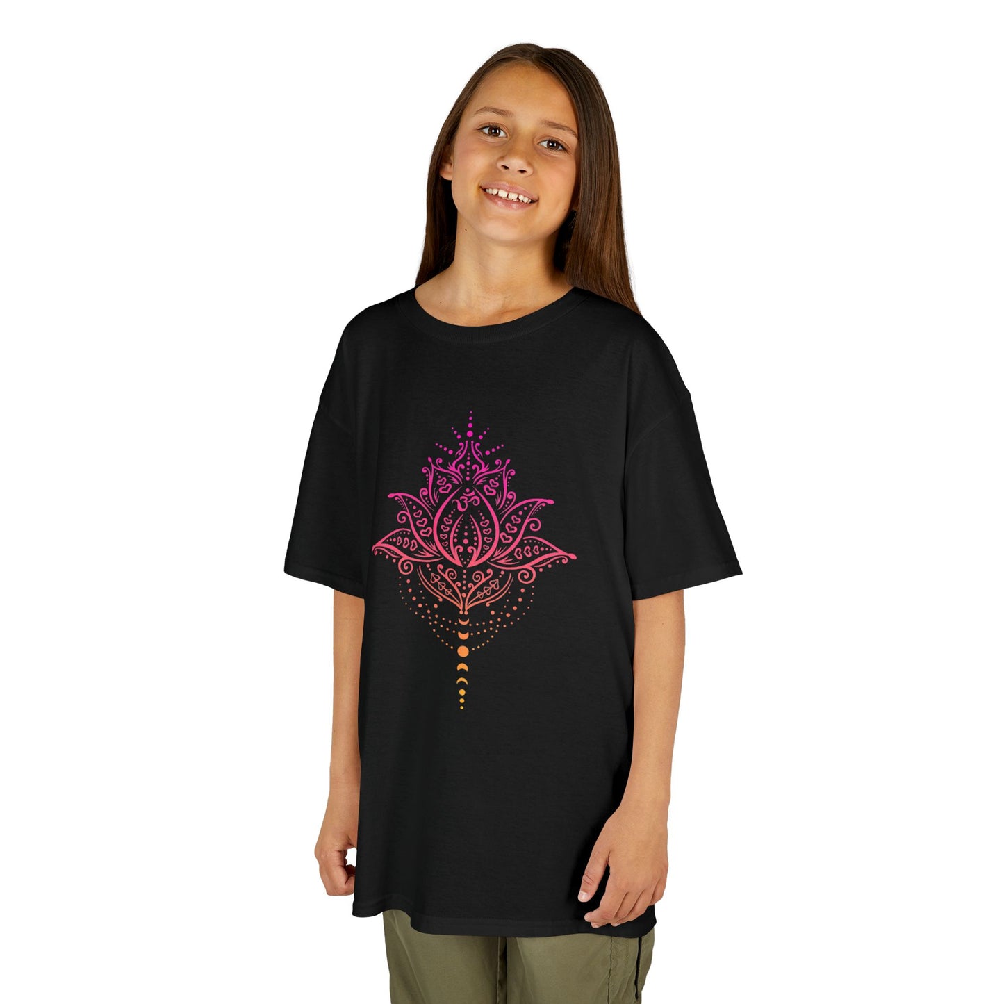 LOTUSBLUME MONDPHASEN, Lotusblüte MOND MOTIV pink rosa • Oversize Kinder T-Shirt Mädchen Jungen • BIO Baumwolle 🌿