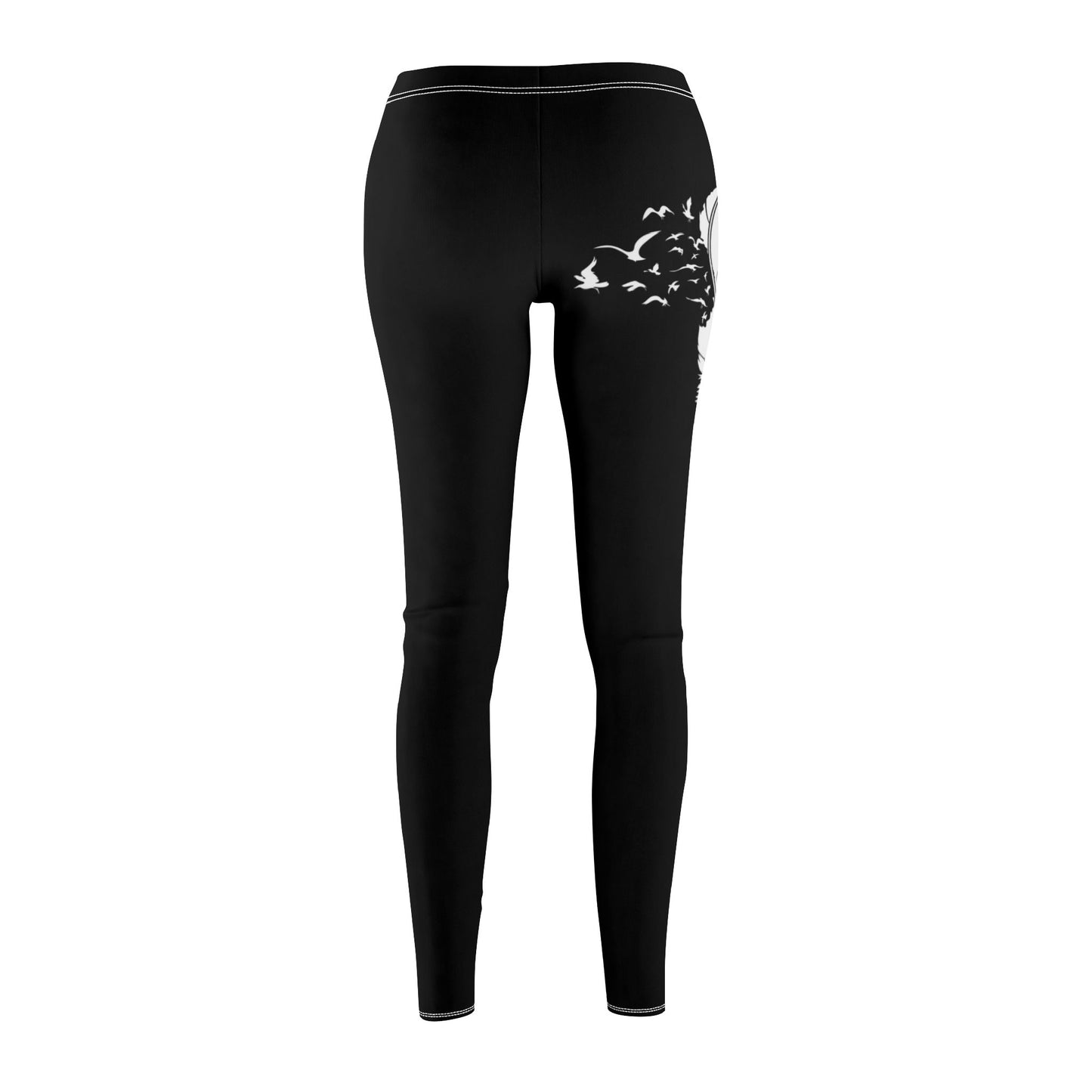 VOGELFEDER & VÖGEL ZEICHNUG Damen Leggins Schwarz • BOHO STYLE - Hippie Beste Leggings für Sport & Freizeit