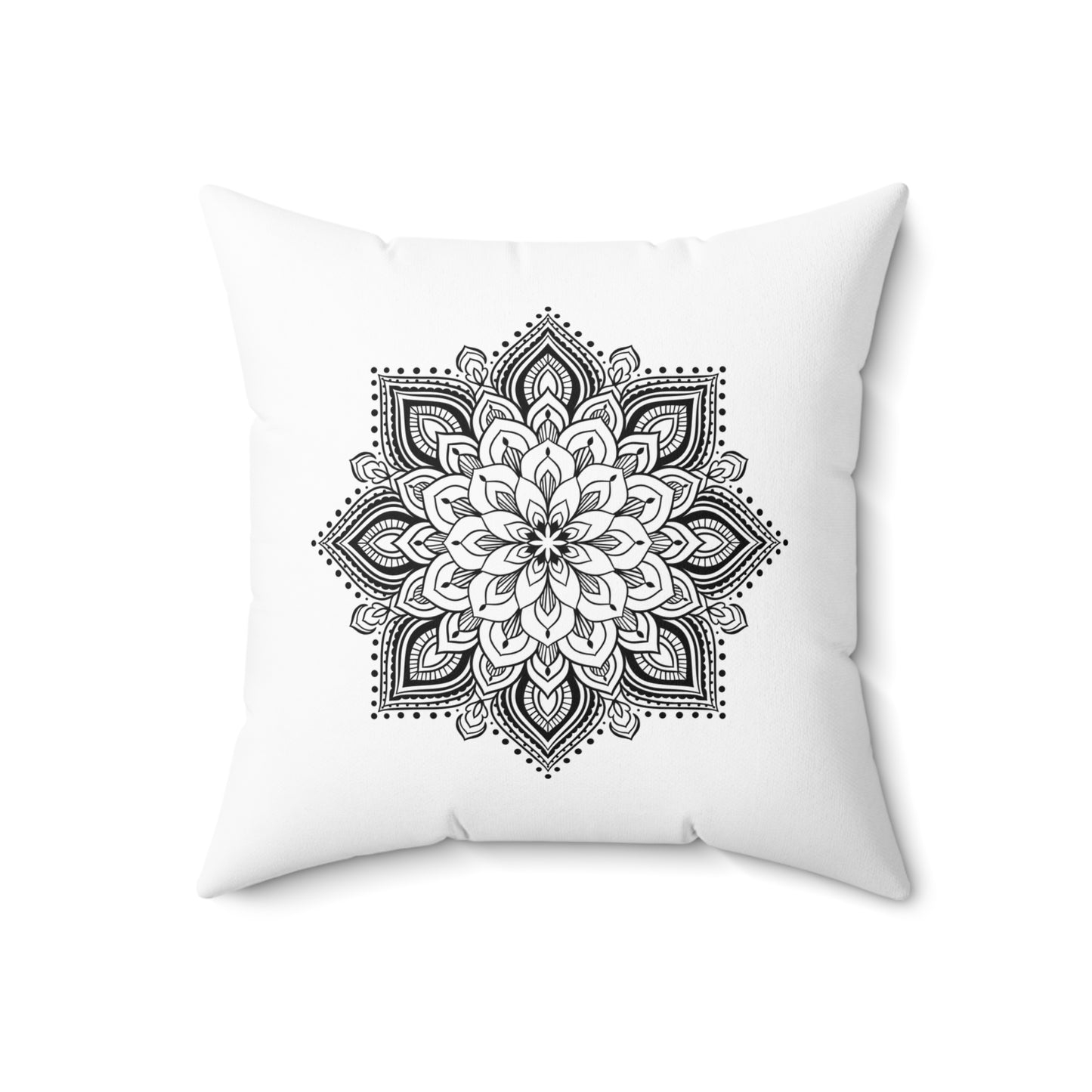 LOTUSBLUME MANDALA ZEICHNUNG • Deko Kissen mit Reißverschluss Quadratisch Weiss