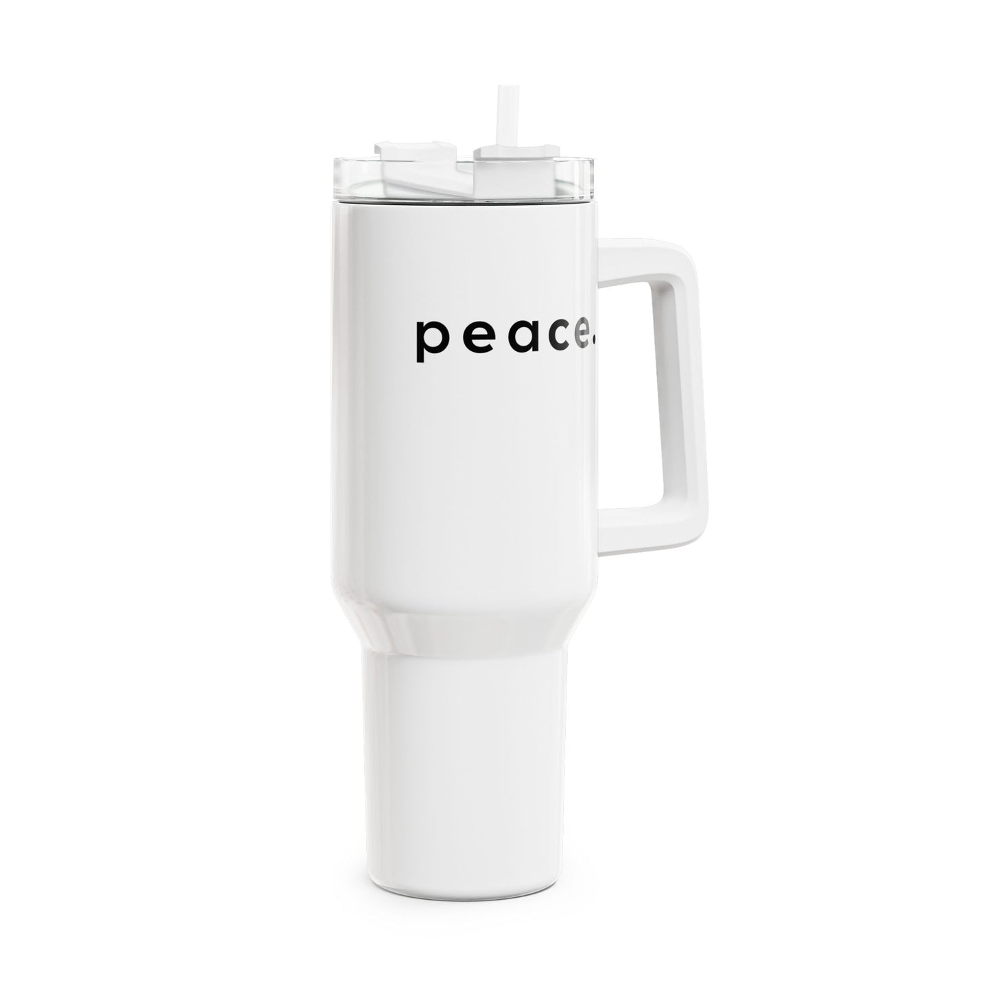 PEACE Spruch Friedenszeichen Botschaft • Tumbler mit Henkel & Strohhalm • XXL Reisebecher 1,2L