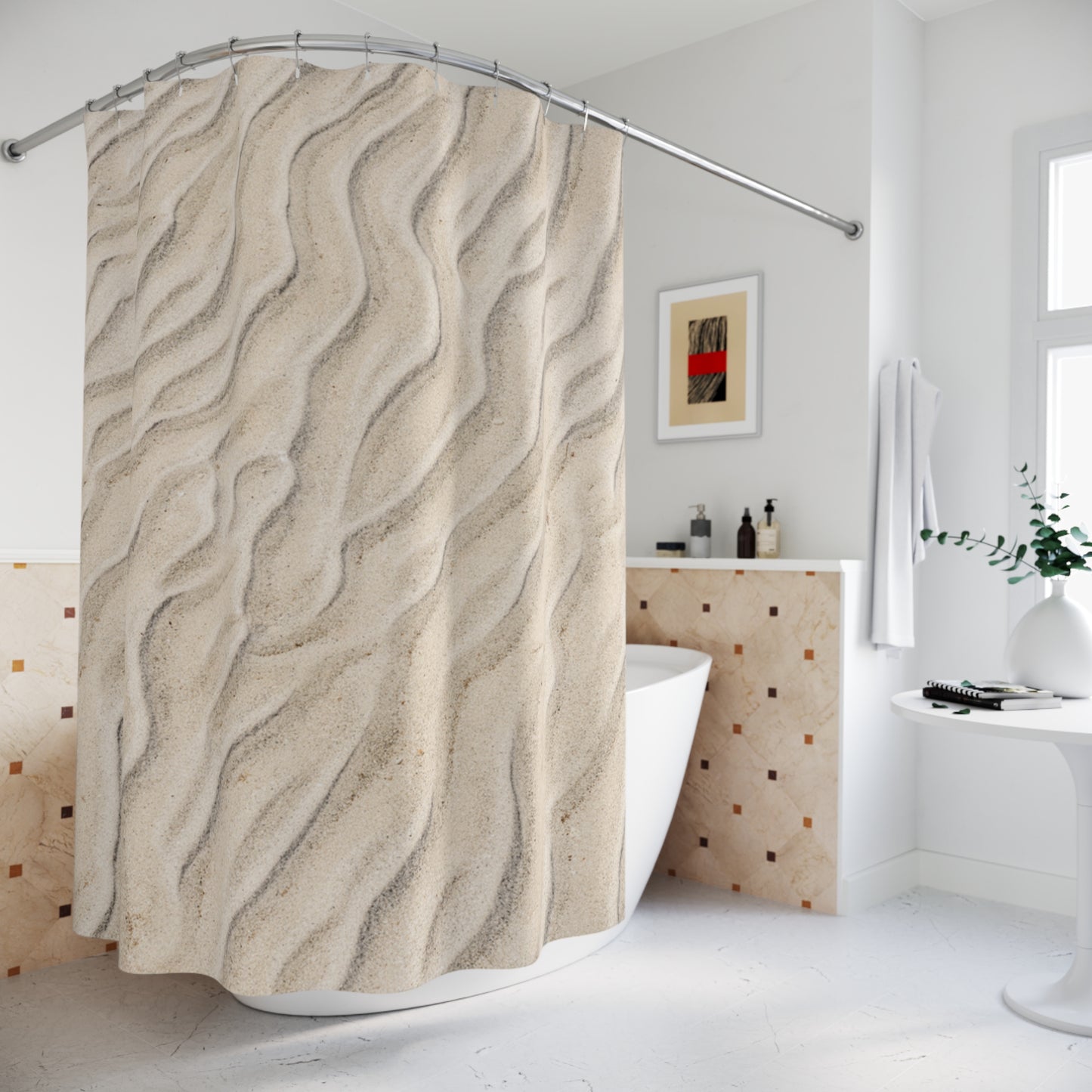 STRAND WELLEN EBBE Urlaubsmotiv • Urlaubsmotiv • Hochwertiger, Schöner Duschvorhang 180x200 cm