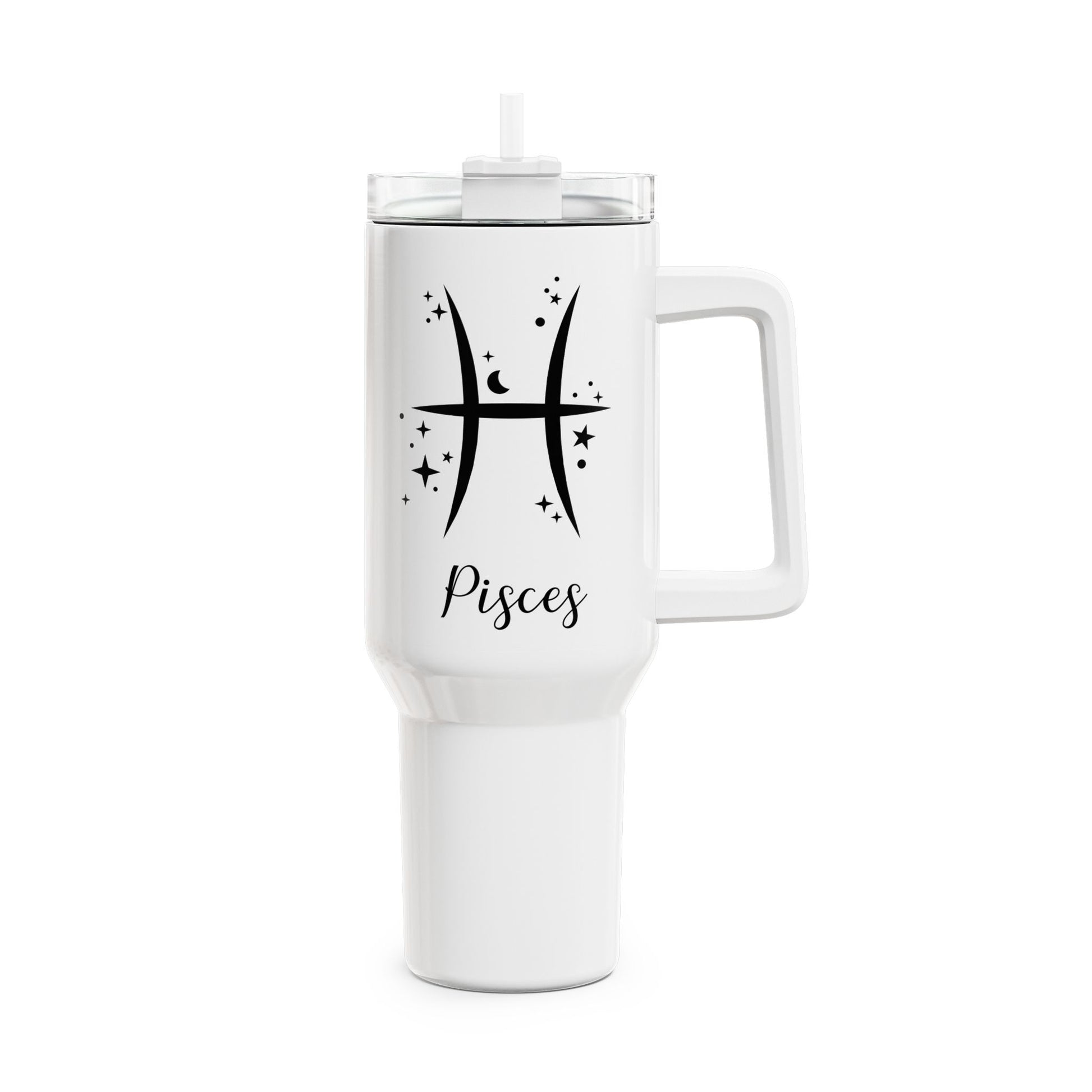 FISCHE PISCES Symbol Sterne Zeichen Tierkreiszeichen • Tumbler mit Henkel & Strohhalm • XXL Reisebecher 1,2L - YOGA SANTA