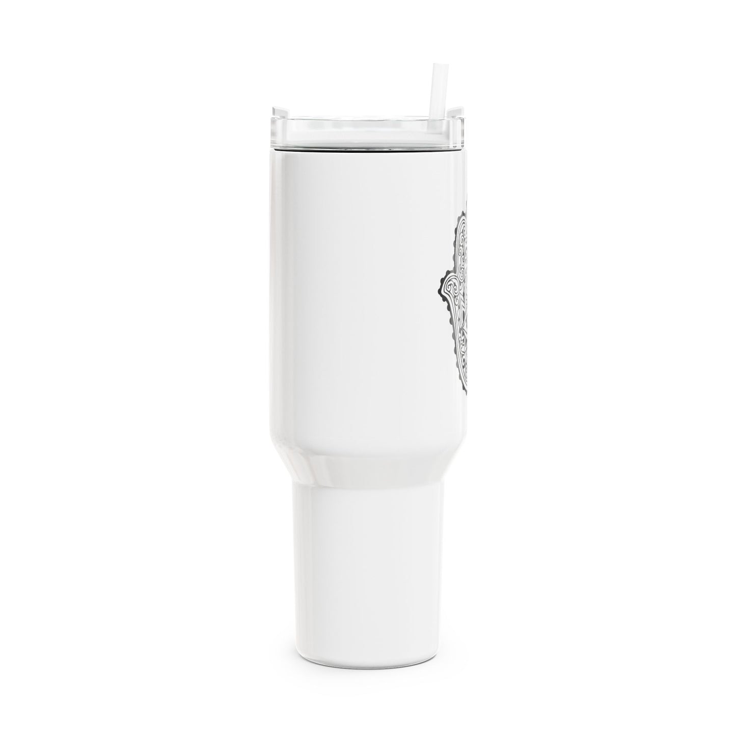 FATIMAS HAND MANDALA • Tumbler mit Henkel & Strohhalm • XXL Reisebecher 1,2L