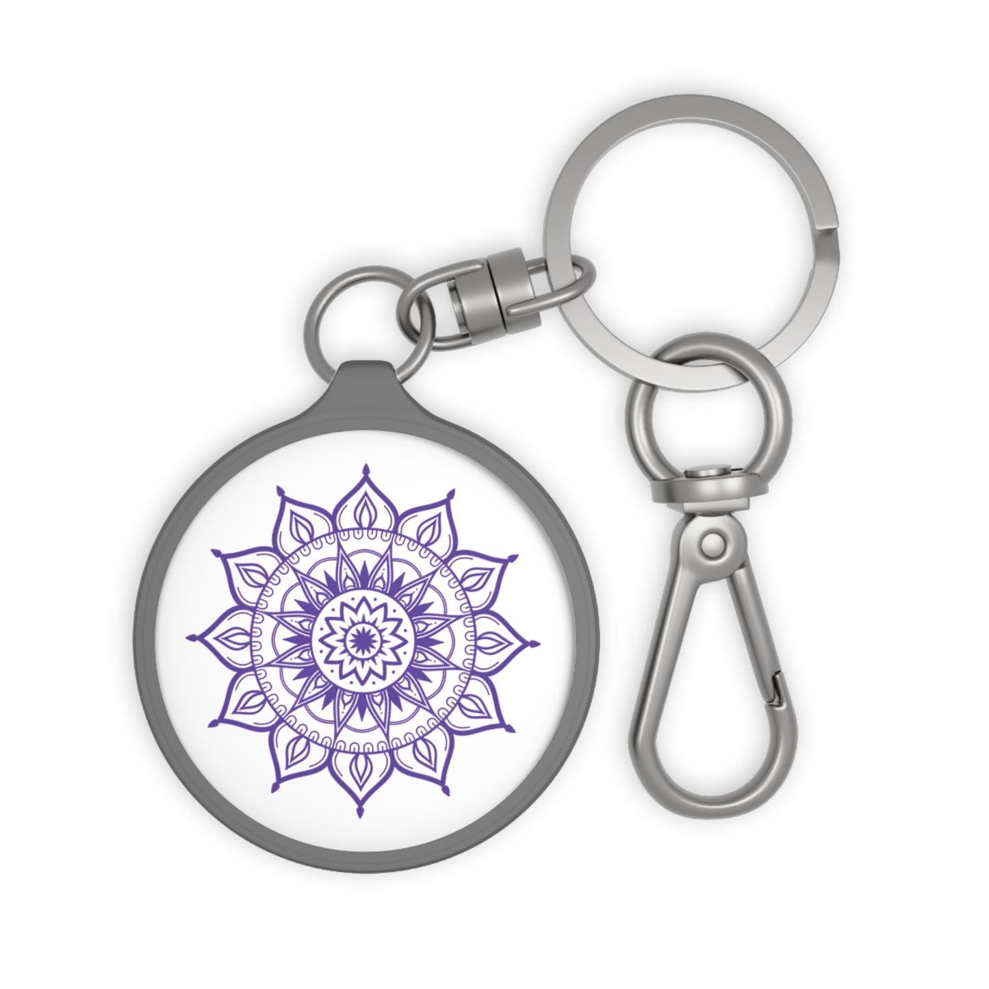 MANDALA BLUME  LILA • Edler Luxus Schlüsselanhänger mit Karabiner für Frauen & Männer