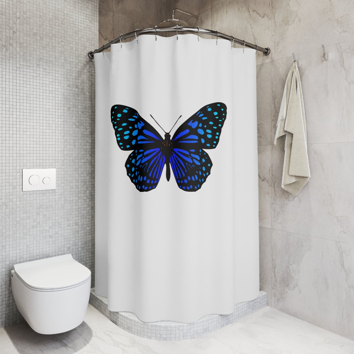 SCHMETTERLING BLAU FALTER CLIPART • Hochwertiger, Schöner Duschvorhang 180x200 cm Weiss