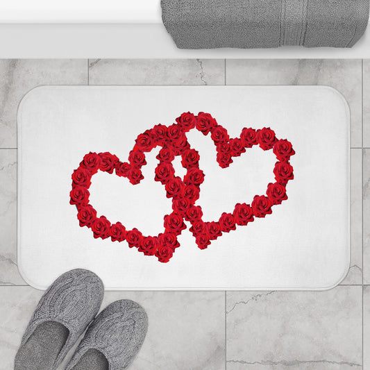 HERZ AUS ROTEN ROSEN BLÜTEN • Liebesbeweis Geschenk, LOVE Liebesbotschaft ❤️ • Badvorleger / Fussmatte / Badteppich EXTRA Weich • 43 x 61 cm & 53 x 86 cm