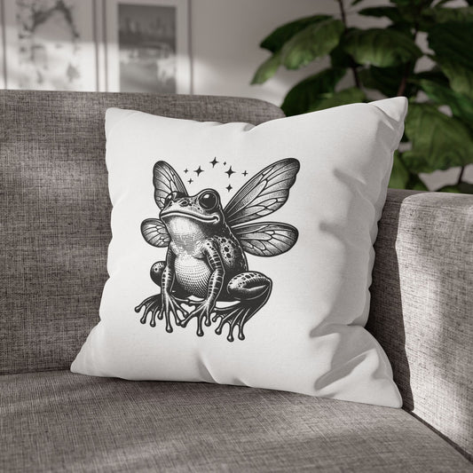 FROSCH LIBELLE VINTAGE • Deko Kissenbezug mit Reißverschluss Quadratisch Weiß