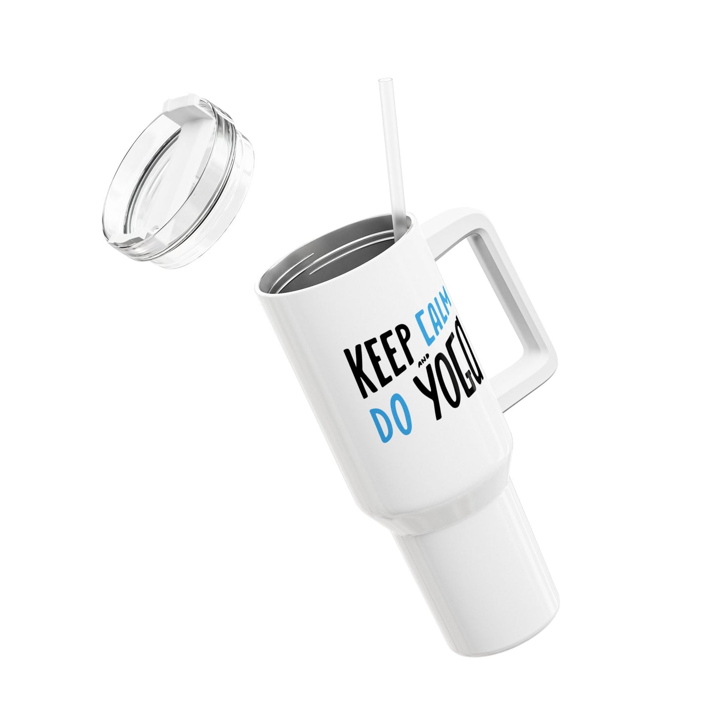 KEEP CALM DO YOGA  • Tumbler mit Henkel & Strohhalm • XXL Reisebecher 1,2L - YOGA SANTA