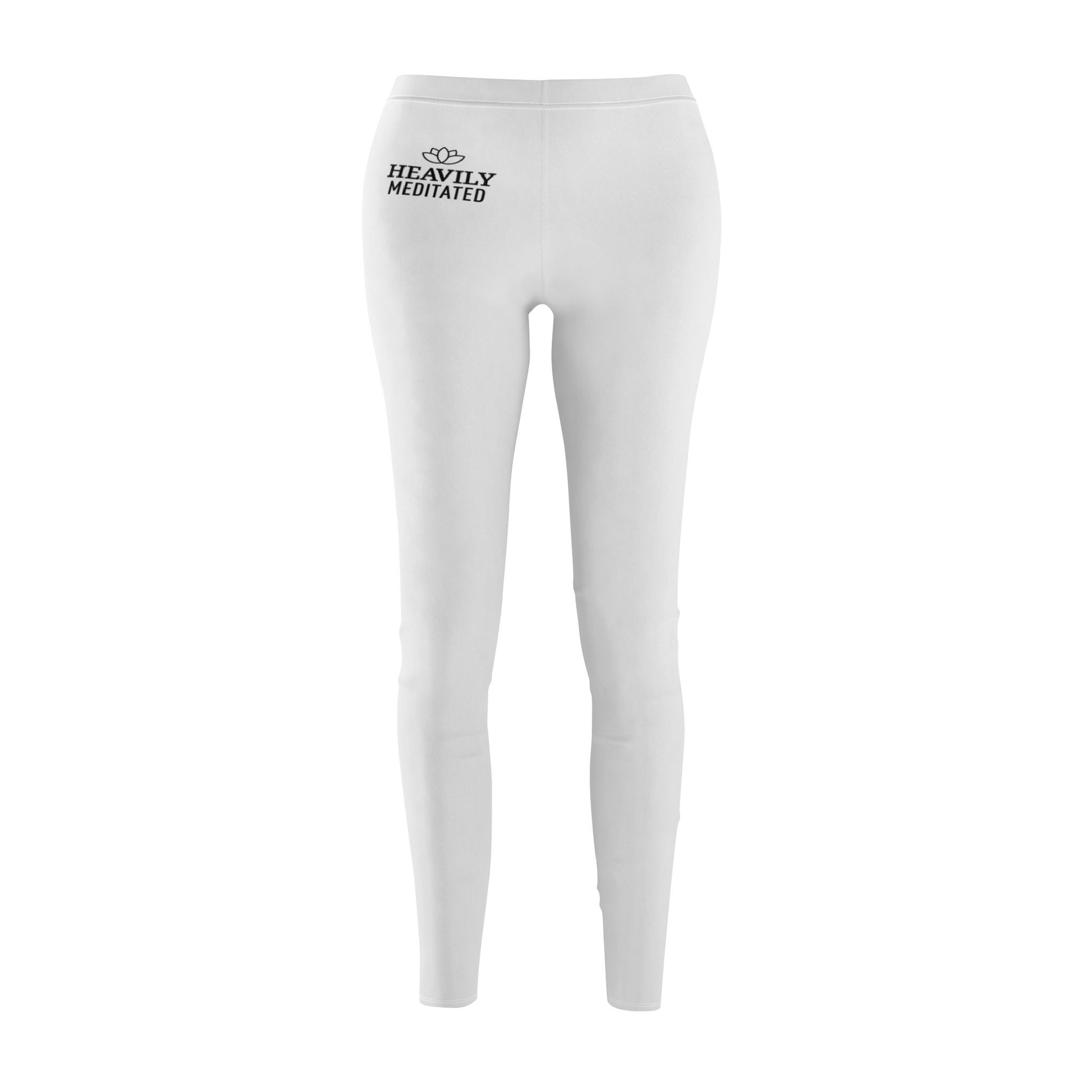 HEAVILY MEDITATED Spruch Lotusblume Schriftzug • YOGA MEDITATION Damen Leggins Weiß • Beste Leggings für Sport & Alltag - YOGA SANTA