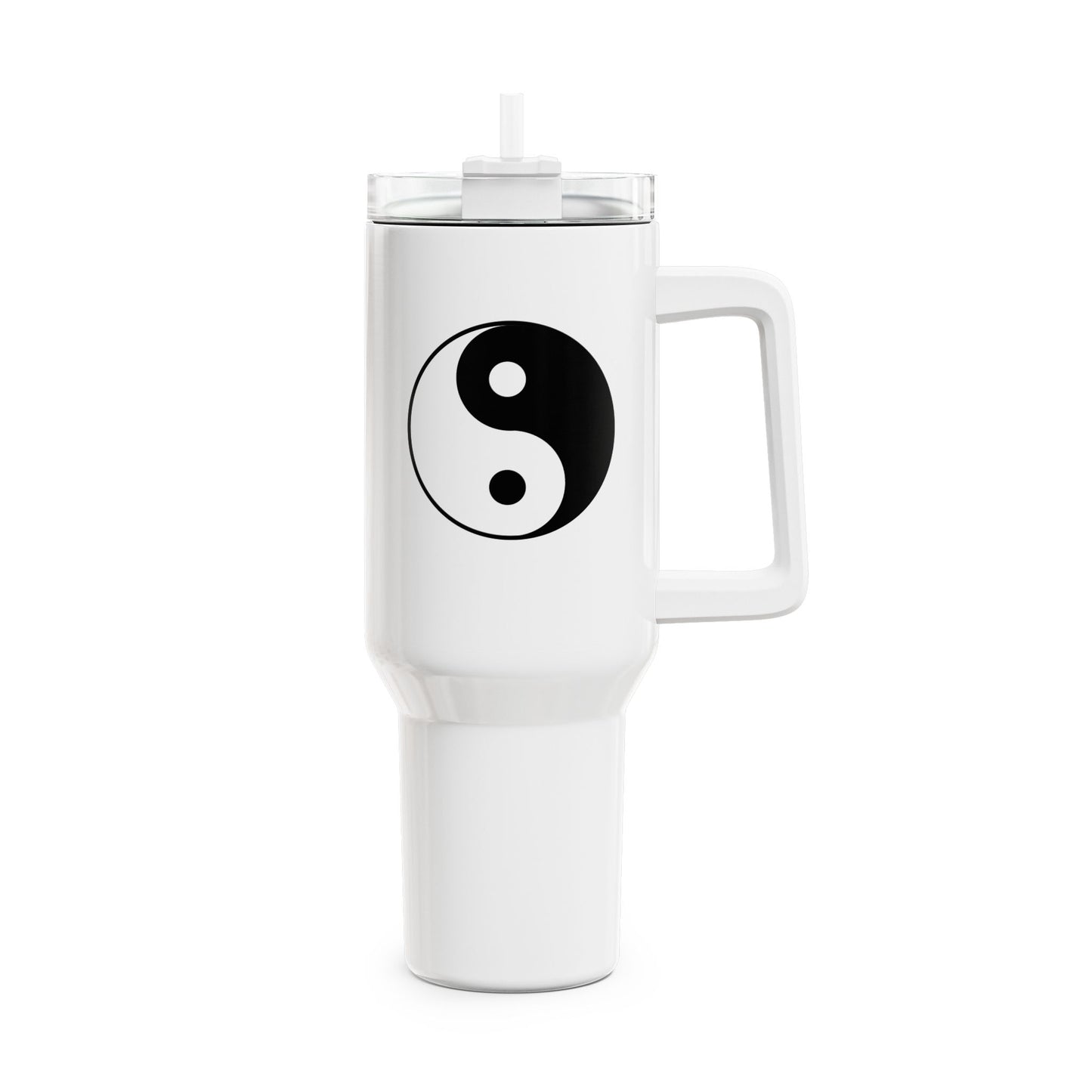 YING YANG ZEICHEN SPIRITUELL • Tumbler mit Henkel & Strohhalm • XXL Reisebecher 1,2l