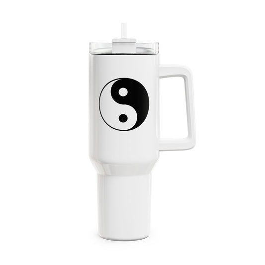 YING YANG ZEICHEN SPIRITUELL • Tumbler mit Henkel & Strohhalm • XXL Reisebecher 1,2l