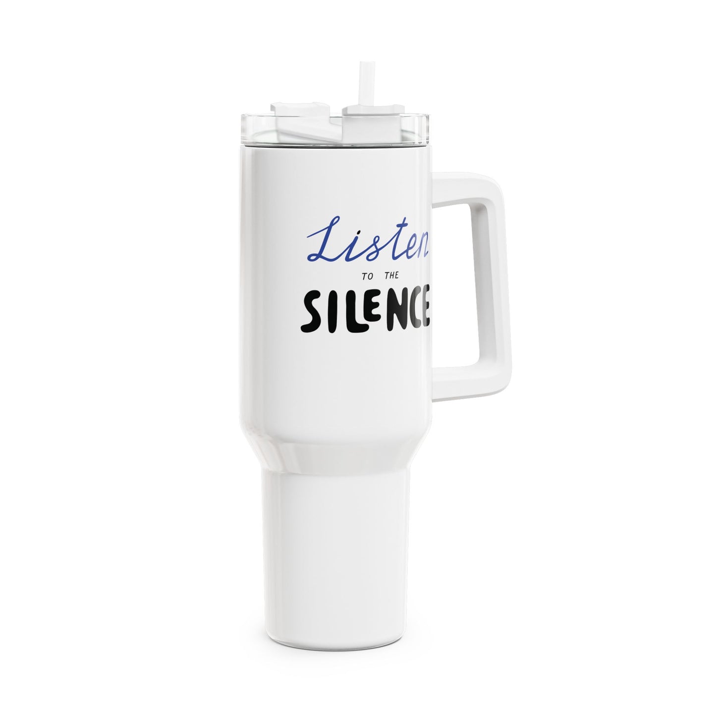 LISTEN TO THE SILENCE - YOGA MEDITATION  • Tumbler mit Henkel & Strohhalm • XXL Reisebecher 1,2L - YOGA SANTA