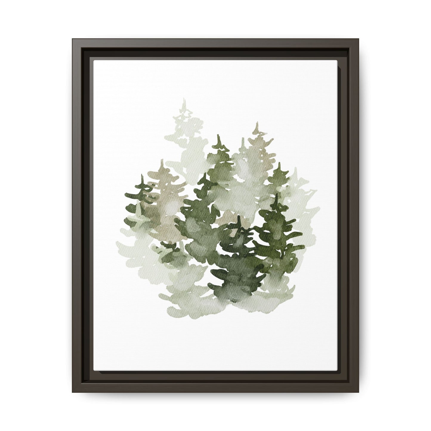 Wald Aquarell Zeichnung • Naturmotiv Gerahmte Leinwand  Schwarz Weiss er Holzrahmen • Framed (Multi-color)