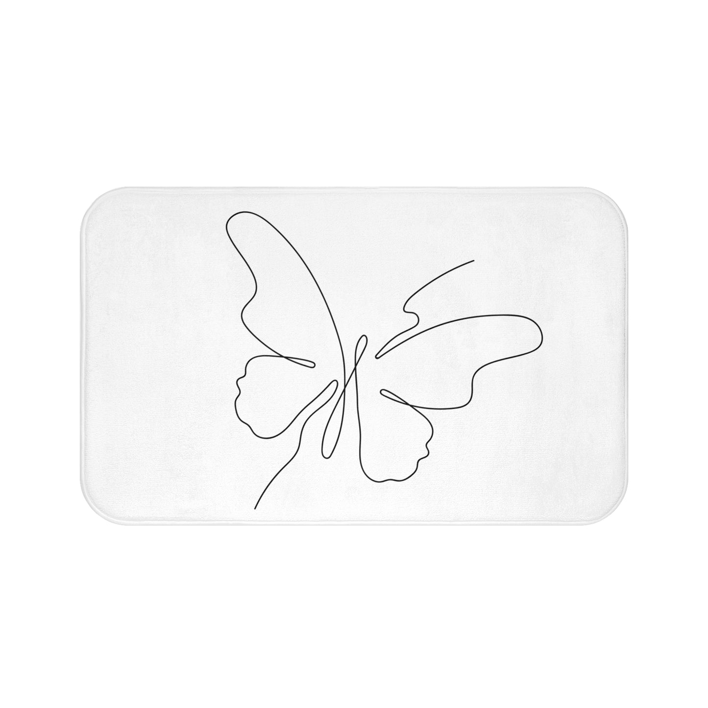 SCHMETTERLING Minimalistische Zeichnung • Badvorleger Weiss / Fussmatte / Badteppich EXTRA Weich • 43 x 61 cm & 53 x 86 cm