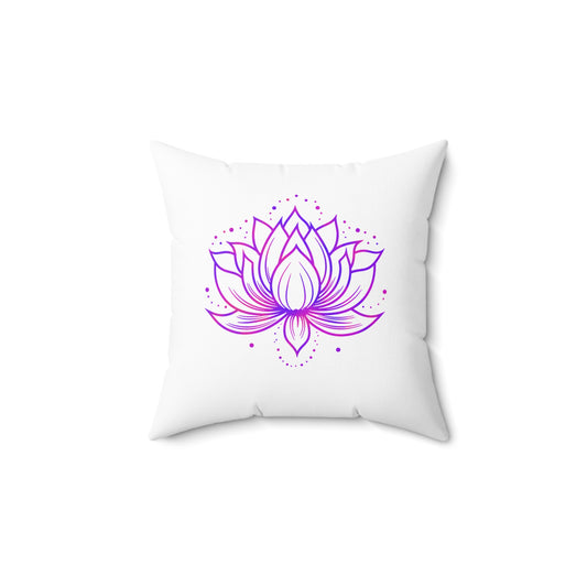 LOTUSBLÜTE PINK VIOLET LILA • Deko Kissen mit Reißverschluss Quadratisch Weiss - YOGA SANTA