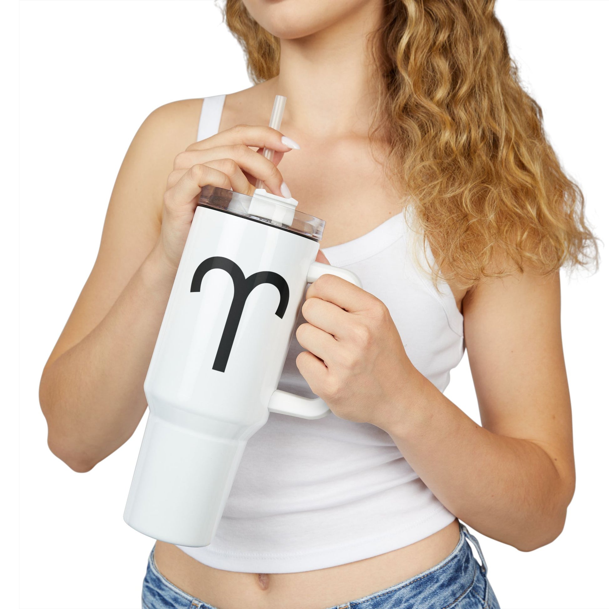 WIDDER ARIES Symbol Sternzeichen Tierkreiszeichen • Tumbler mit Henkel & Strohhalm • XXL Reisebecher 1,2L - YOGA SANTA