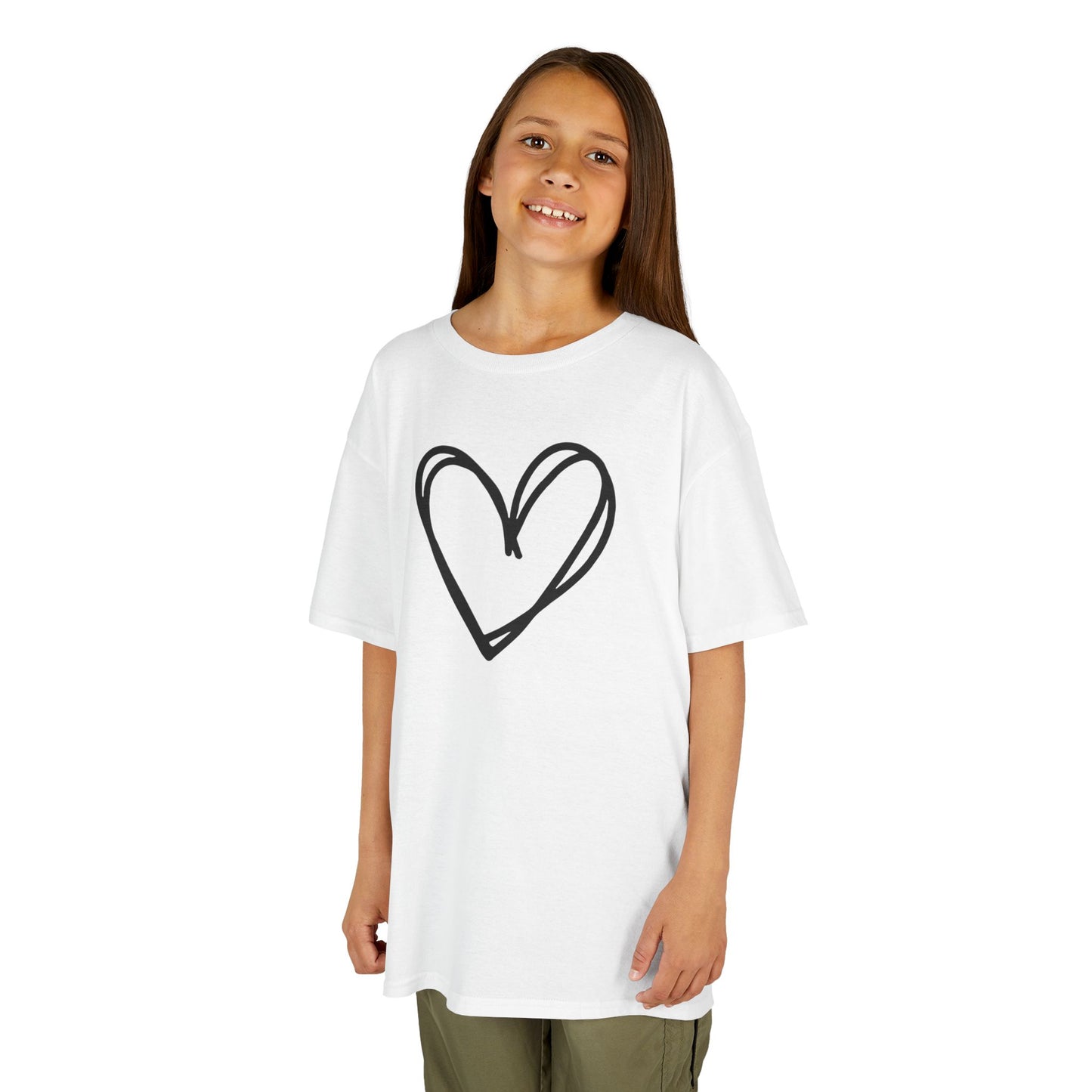 HERZ BILD HERZCHEN HANDGEZEICHNET LOVE PRINT MOTIV • Oversize Kinder T-Shirt Mädchen Jungen • BIO Baumwolle 🌿
