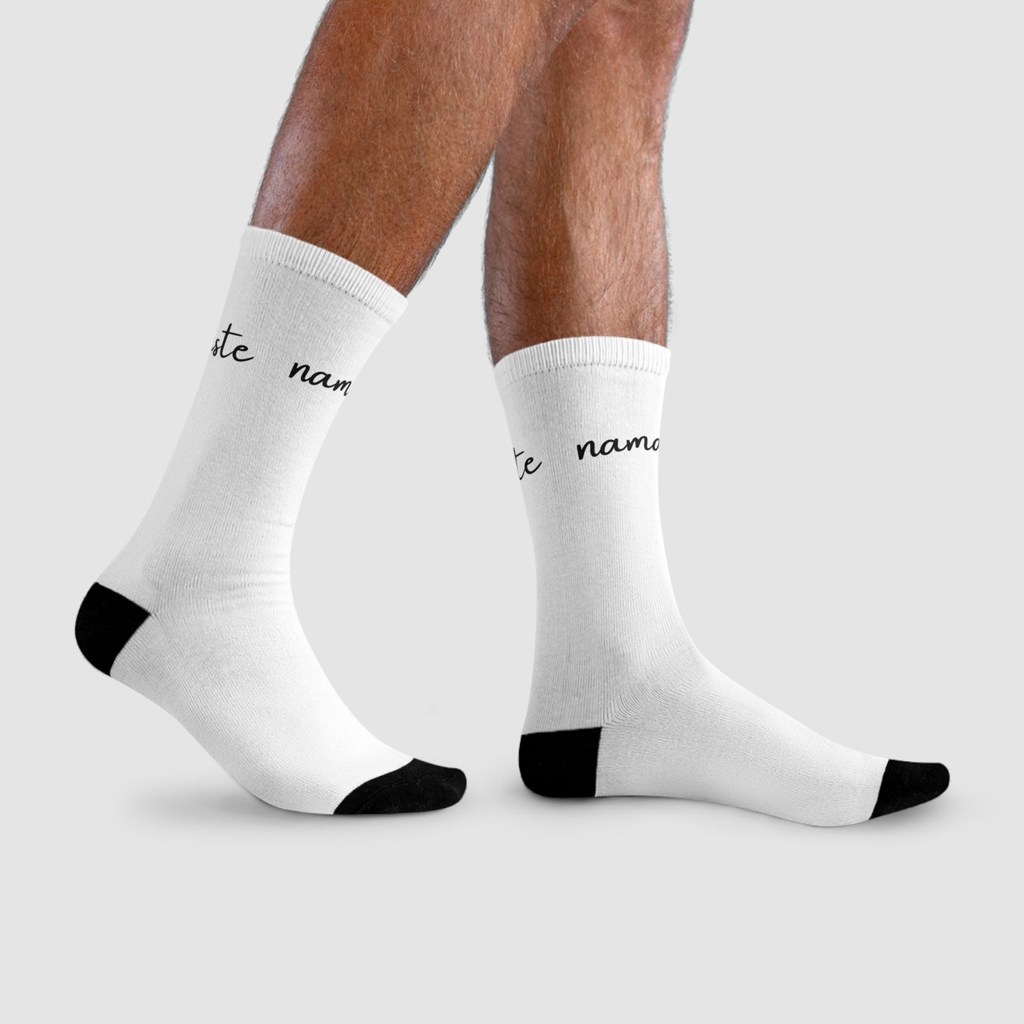 NAMASTE SPRUCH YOGA SCHRIFT • HAPPY SOCKS Crew Socken Weiß mit Motiv