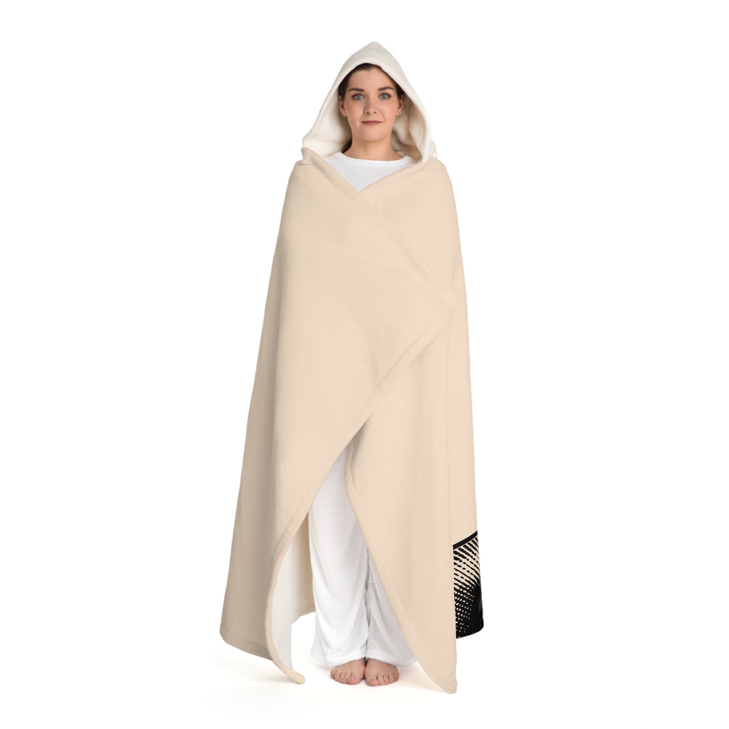 BUDDHA STATUE SCHÖN • Kapuzen Kuscheldecke Beige Creme • Wohndecke Sherpa 130cm x 180cm