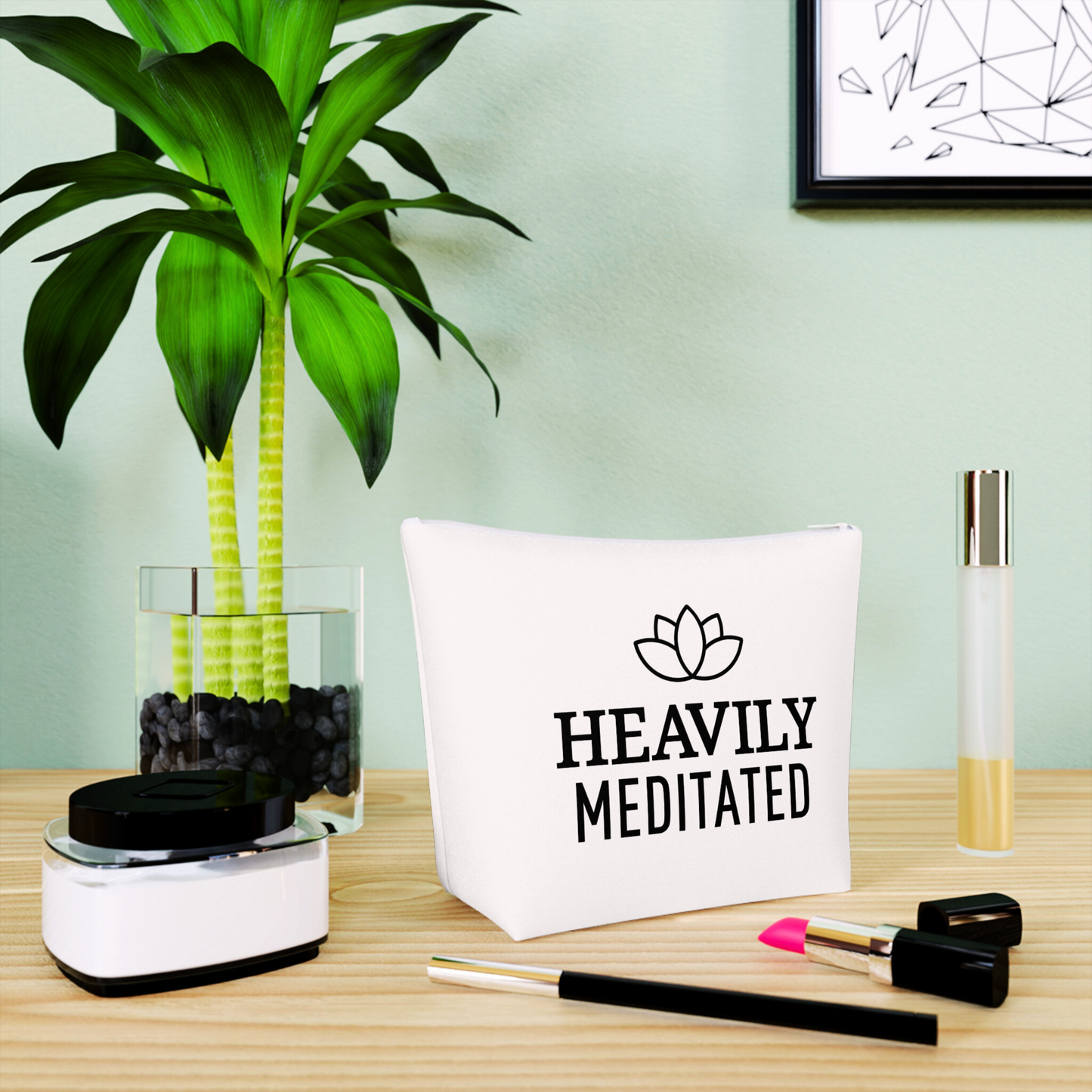 HEAVILY MEDITATED • Kosmetiktasche mit Yoga Spruch • Handtaschen Organizer • 100% Baumwolle 🌱 - YOGA SANTA