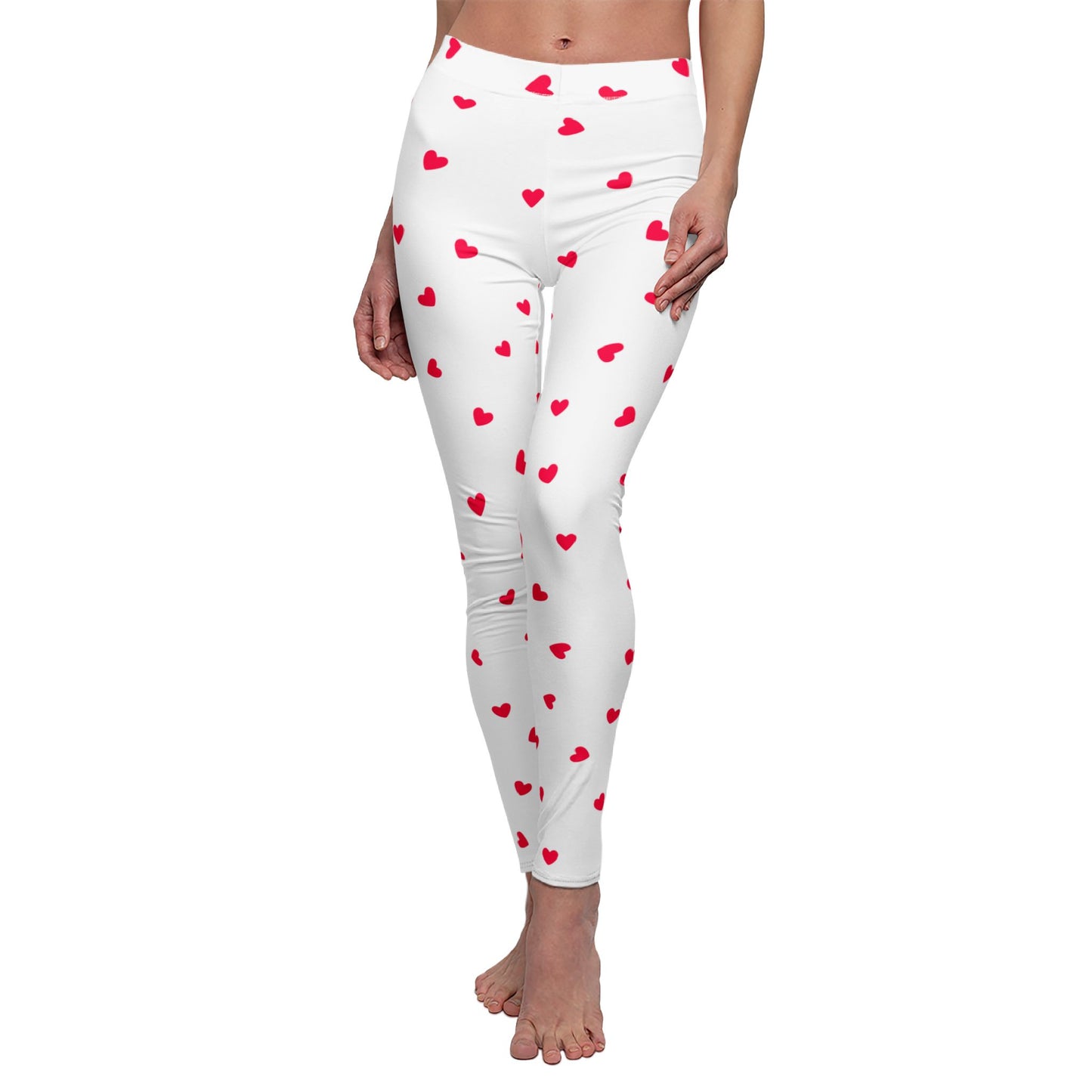 HERZCHEN LEGGINS HERZ BILD MUSTER LOVE MOTIV • Niedlich süße Damen Leggins Weiss • Beste Leggings für Sport & Freizeit