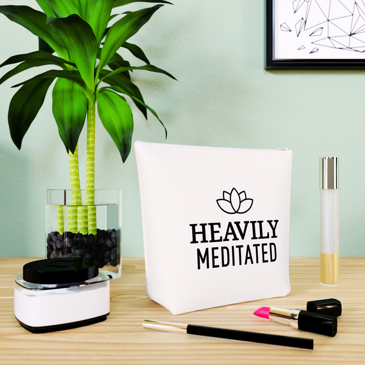HEAVILY MEDITATED • Kosmetiktasche mit Yoga Spruch • Handtaschen Organizer • 100% Baumwolle 🌱 - YOGA SANTA