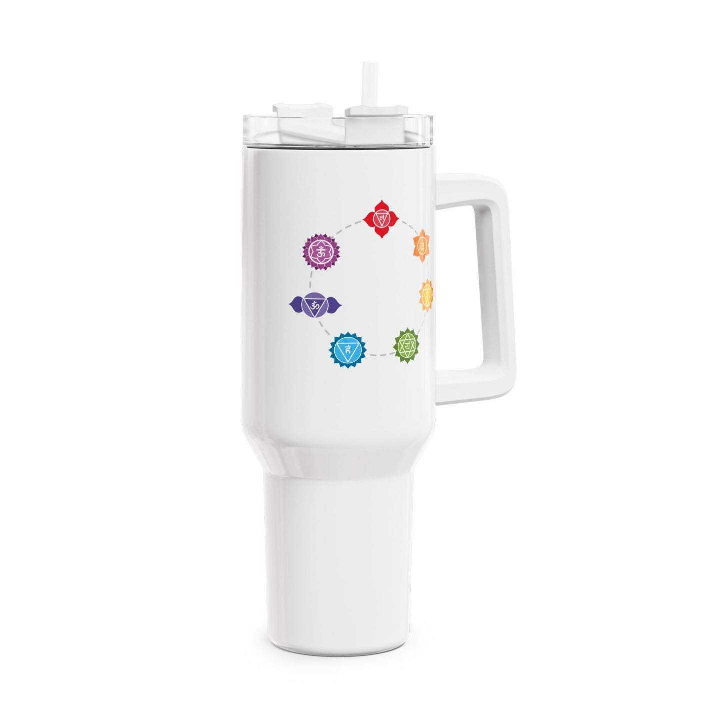 CHAKREN 7 CHAKRA in BLUMENBLÜTEN • Tumbler mit Henkel & Strohhalm • XXL Reisebecher 1,2L