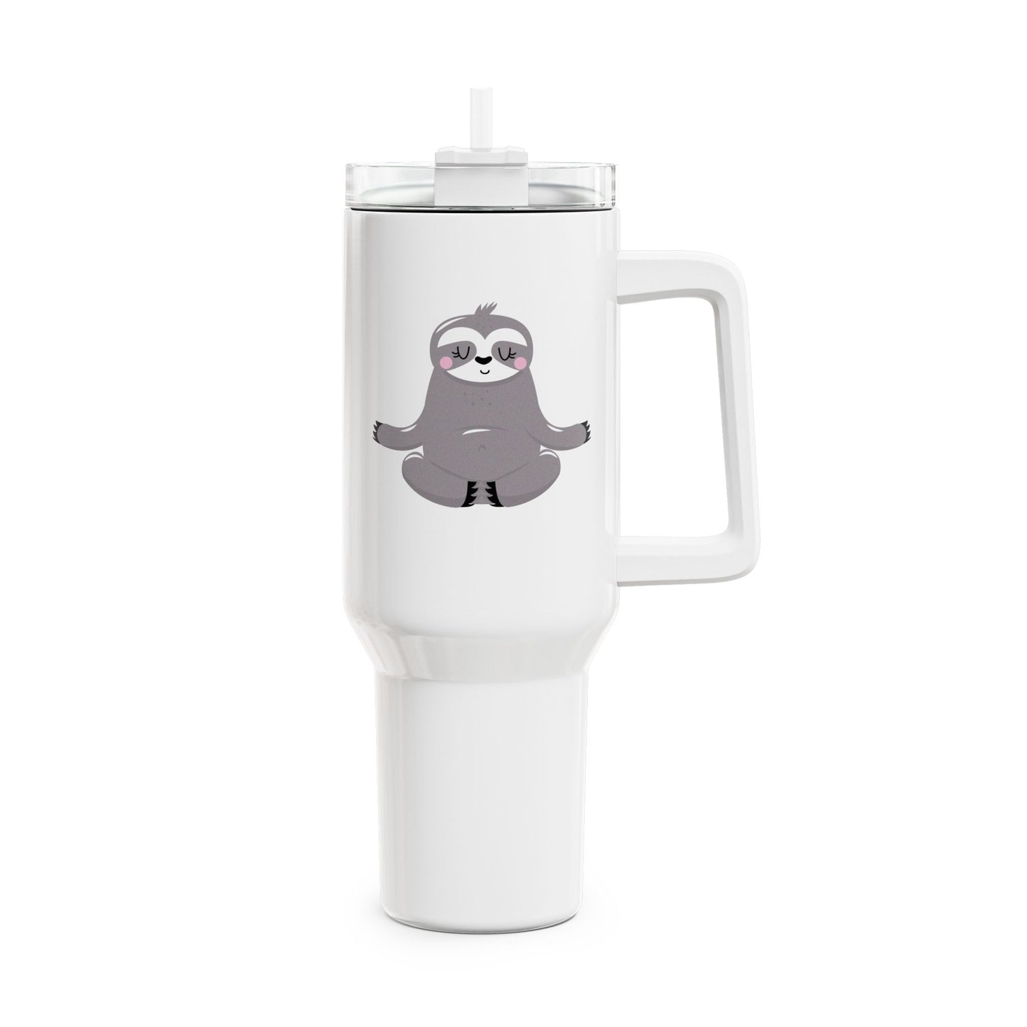FAULTIER SLOT YOGA MEDITATION LUSTIG SÜß • Tumbler mit Henkel & Strohhalm • XXL Reisebecher 1,2L