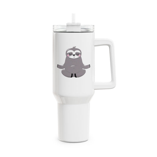 FAULTIER SLOT YOGA MEDITATION LUSTIG SÜß • Tumbler mit Henkel & Strohhalm • XXL Reisebecher 1,2L