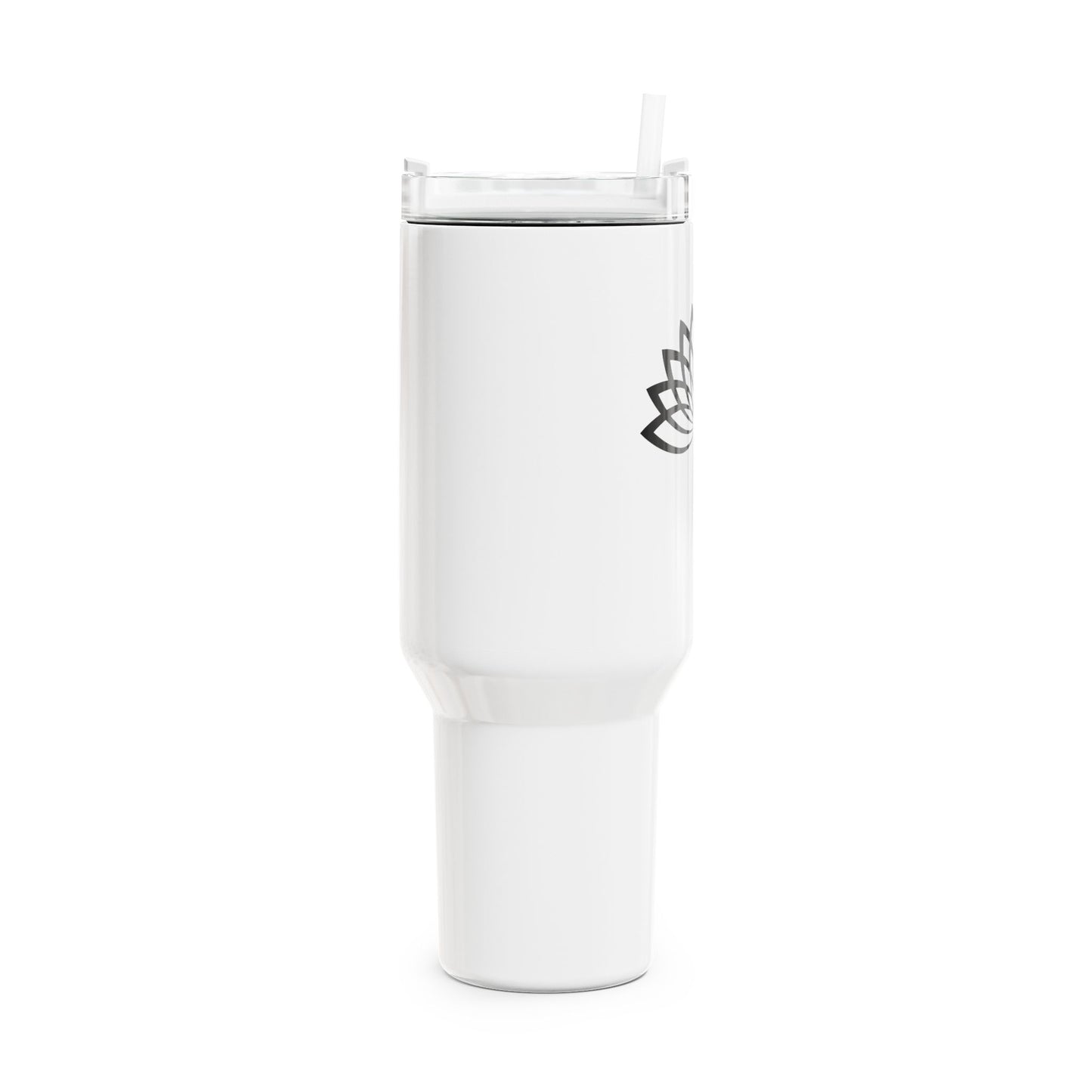 LOTUSBLUME BLÜTENZEICHNUNG MODERN • Tumbler mit Henkel & Strohhalm • XXL Reisebecher 1,2L