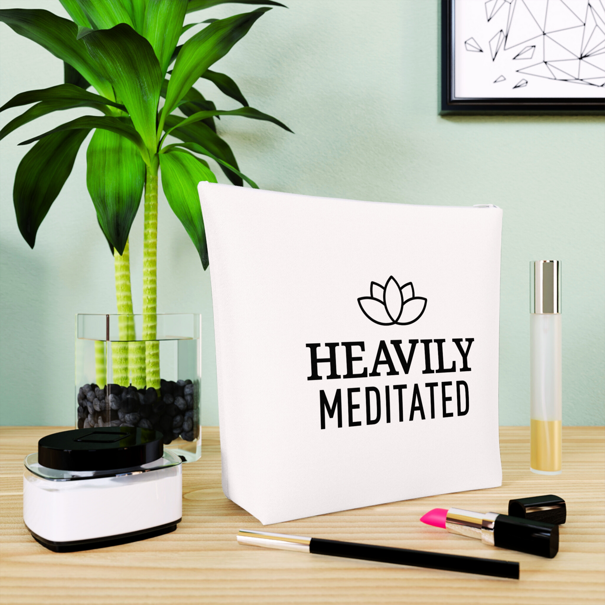 HEAVILY MEDITATED • Kosmetiktasche mit Yoga Spruch • Handtaschen Organizer • 100% Baumwolle 🌱 - YOGA SANTA