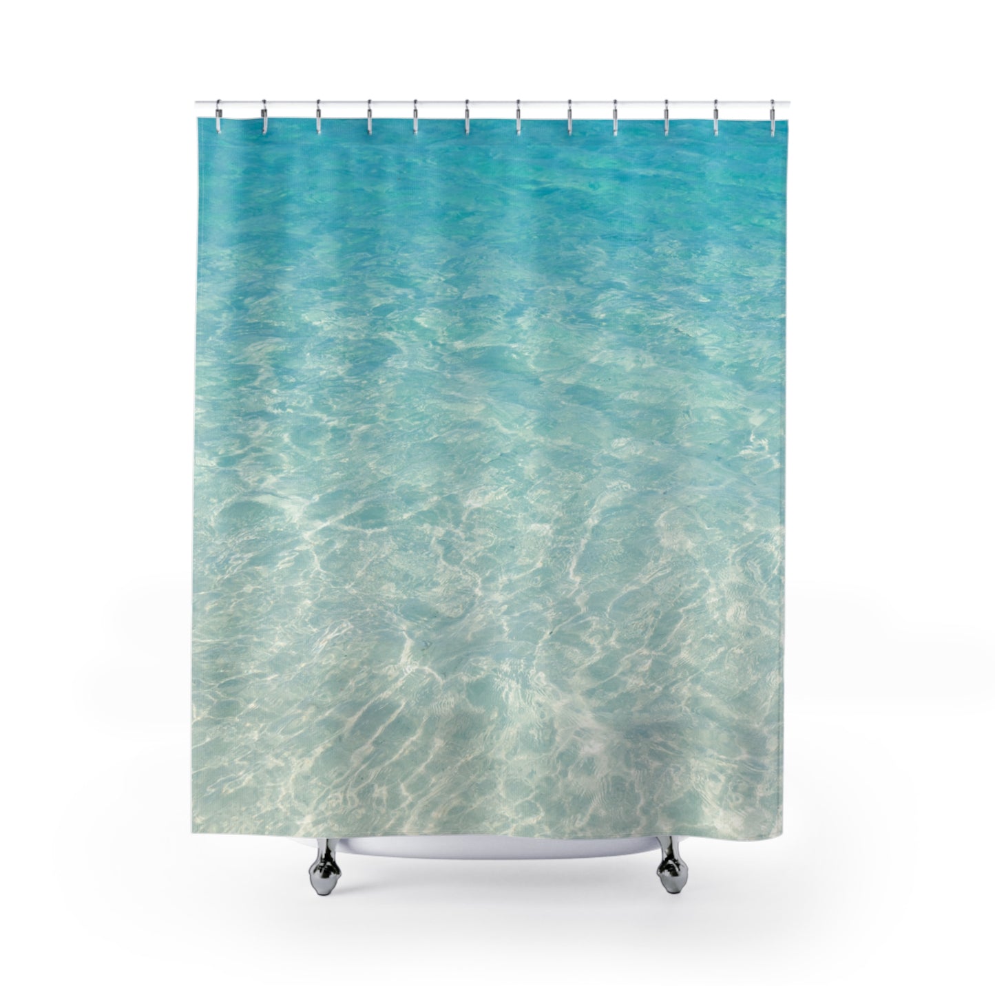 MEER STRAND • Hochwertiger, Schöner Duschvorhang 180x200 cm Weiss