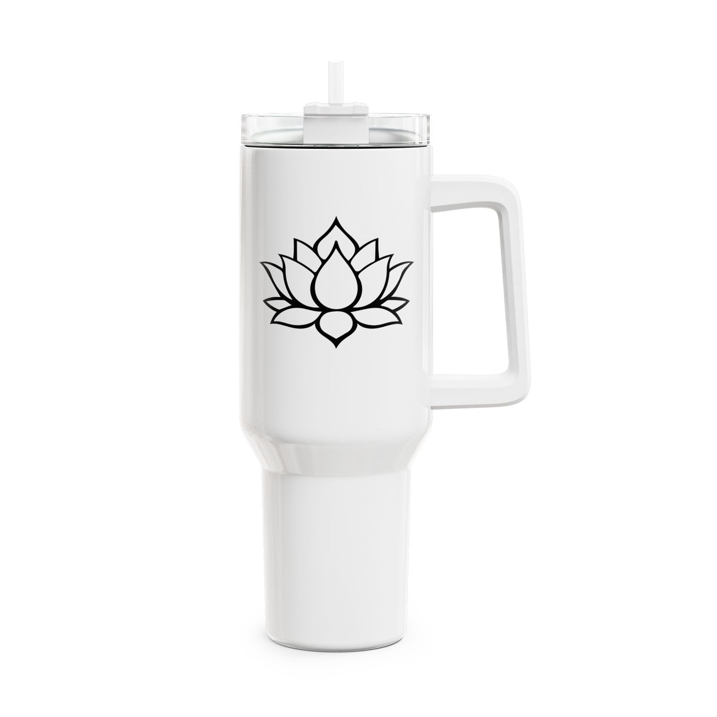 LOTUS MOTIV BLUME PRINT Schlicht • Tumbler mit Henkel & Strohhalm • XXL Reisebecher 1,2L - YOGA SANTA