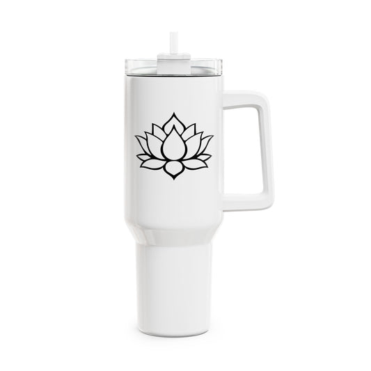 LOTUS MOTIV BLUME PRINT Schlicht • Tumbler mit Henkel & Strohhalm • XXL Reisebecher 1,2L - YOGA SANTA