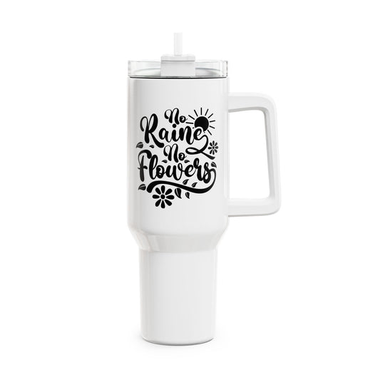NO RAIN, NO FLOWERS • Lustiger Spruch Tumbler XXL Reisebecher 1,2L - YOGA SANTA
