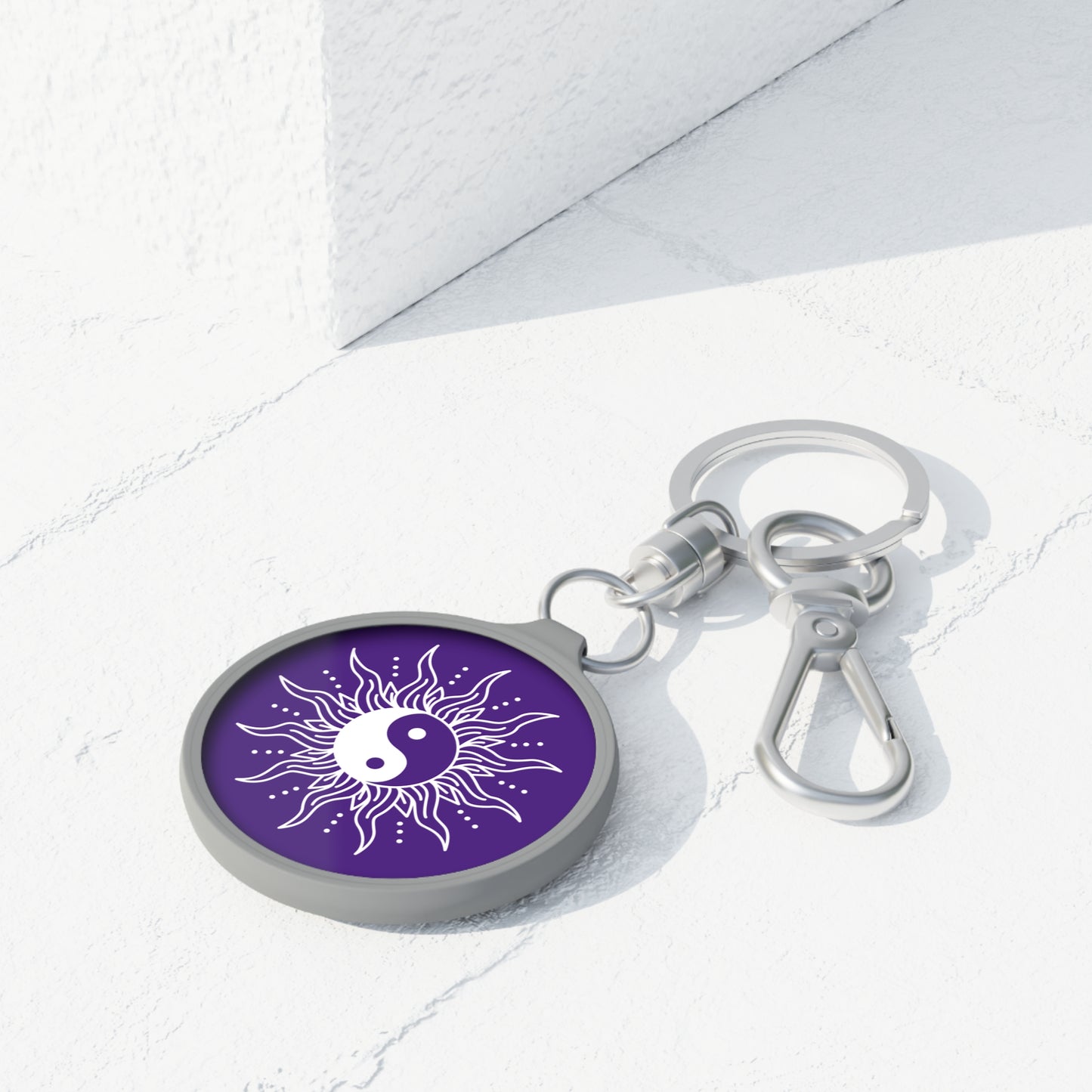 YING YANG SYMBOL - Sonne Buddhismus • Edler Luxus Schlüsselanhänger mit Karabiner für Frauen & Männer