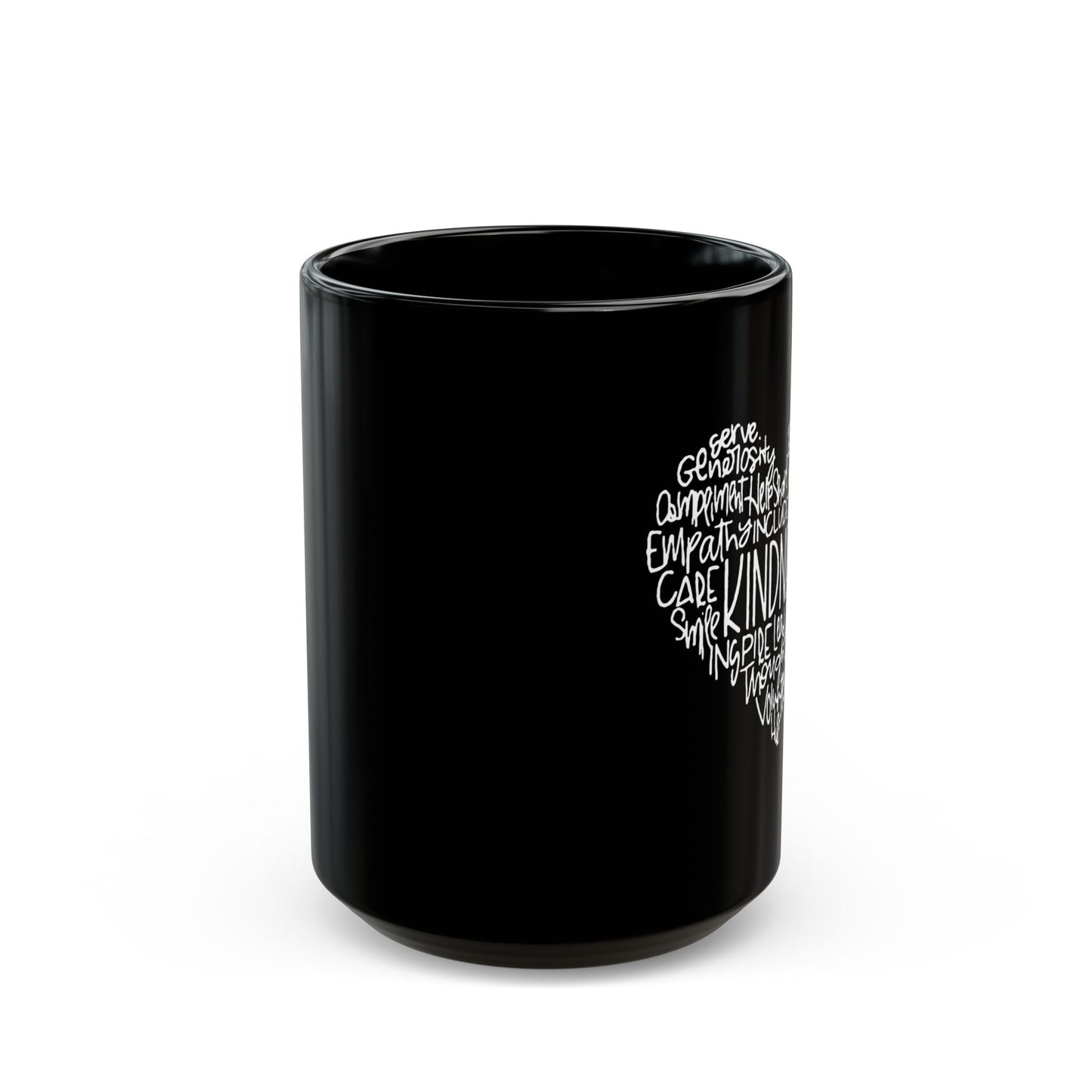 KINDNESS HERZ MOTIV • Liebesbeweis Geschenk, LOVE Liebesbotschaft • 440ml XXL Kaffeebecher Schwarz - YOGA SANTA
