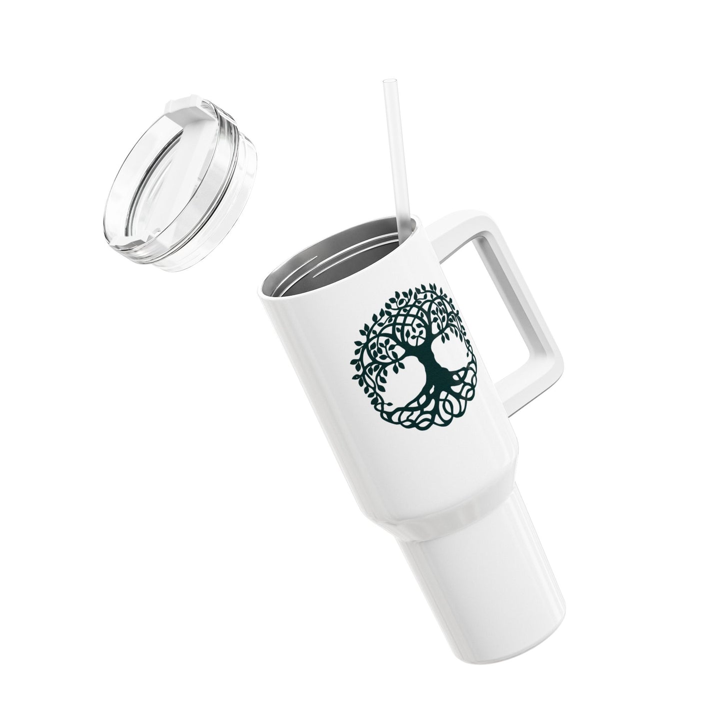 BAUM DES LEBENS ZEICHNUNG ÄSTHETISCH • Tumbler mit Henkel & Strohhalm • XXL Reisebecher 1,2L - YOGA SANTA