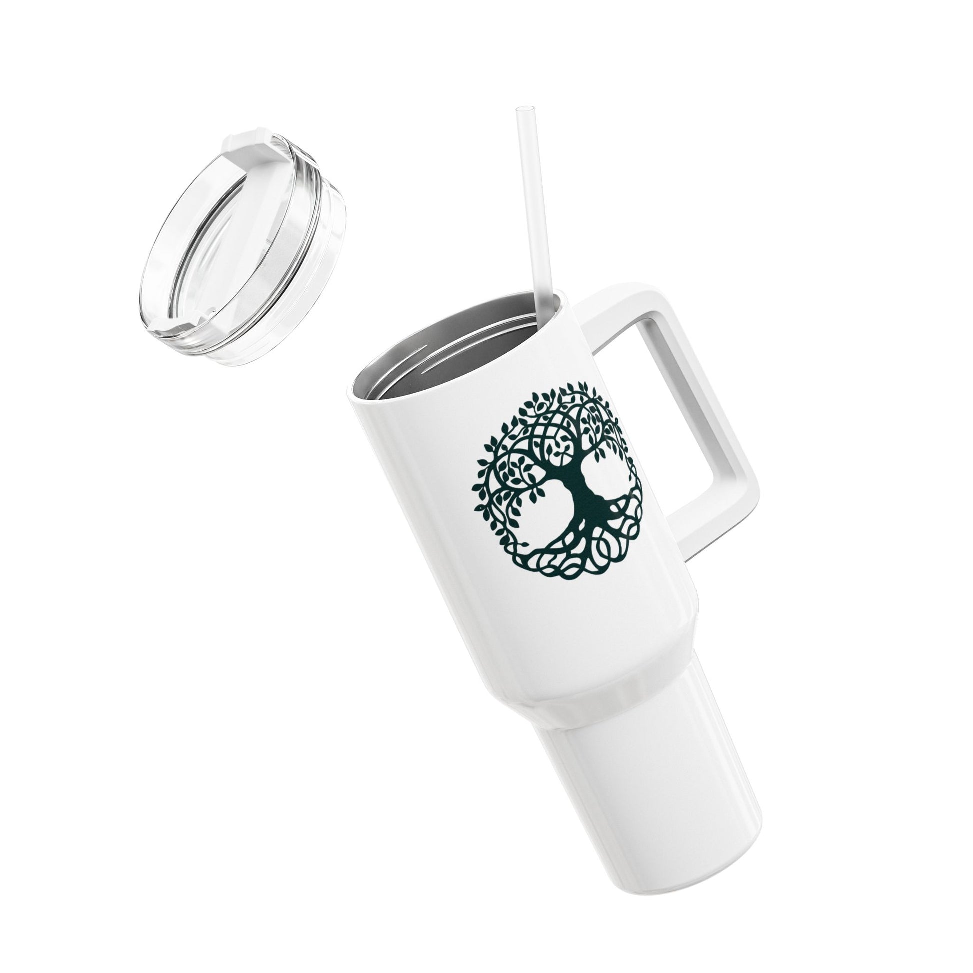 BAUM DES LEBENS ZEICHNUNG ÄSTHETISCH • Tumbler mit Henkel & Strohhalm • XXL Reisebecher 1,2L - YOGA SANTA