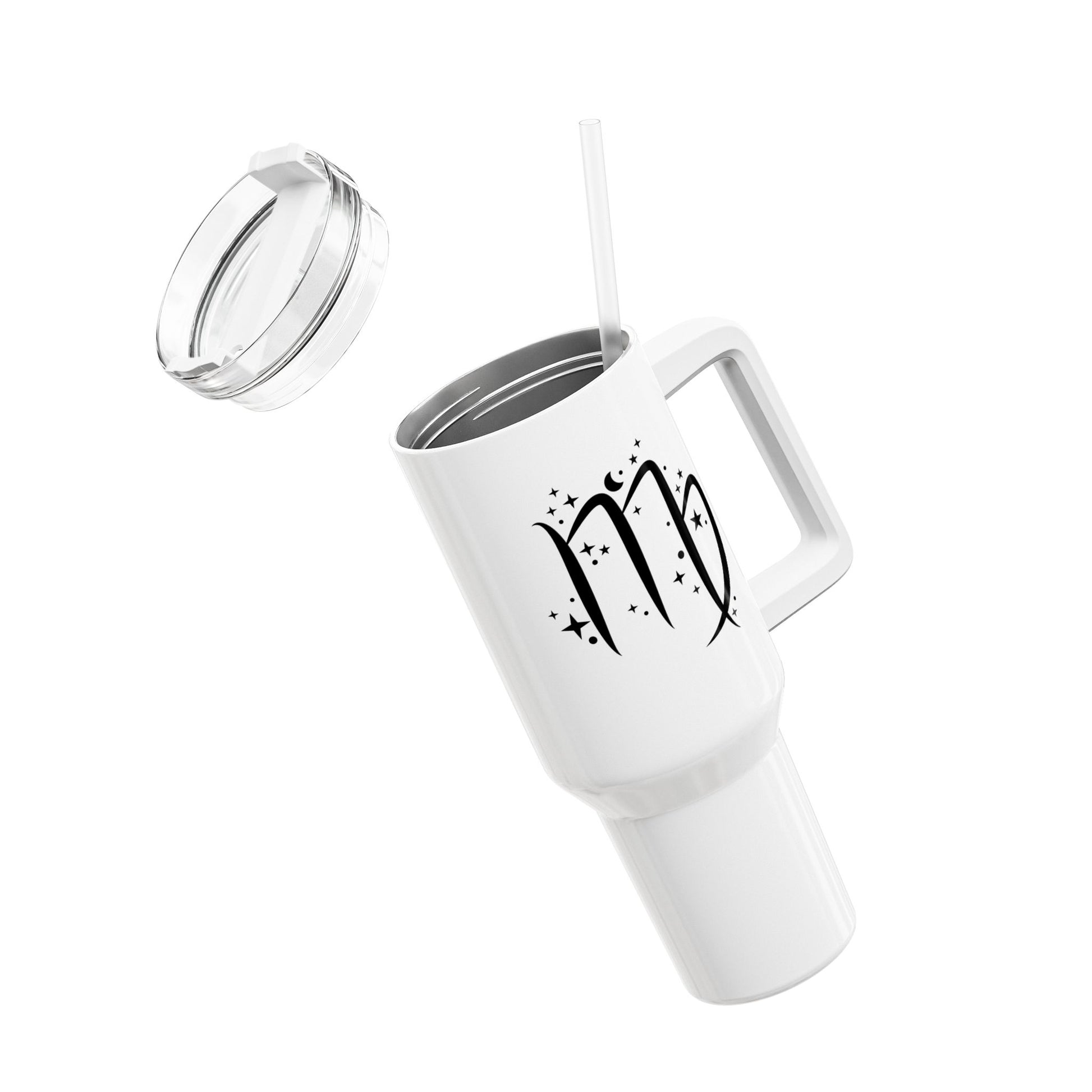 JUNGFRAU VIRGO SYMBOL STERZEICHEN • Tumbler mit Henkel & Strohhalm • XXL Reisebecher 1,2L - YOGA SANTA