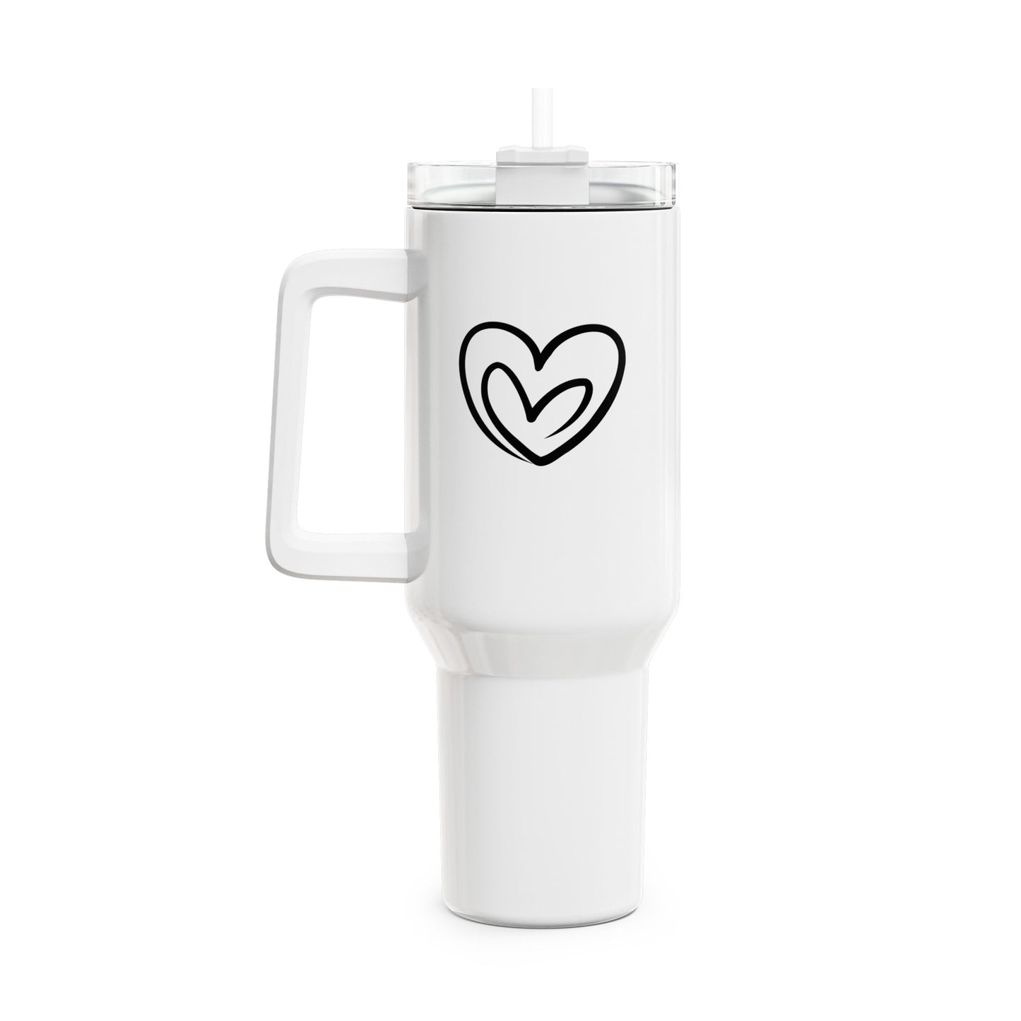 ZWEI HERZEN CLIPART - LOVE • Tumbler mit Henkel & Strohhalm • XXL Reisebecher 1,2L