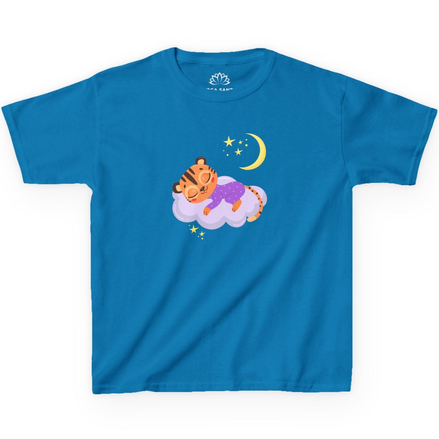 TIGER STERNENHIMMEL MOND WOLKE Comic Zeichnung • Pijama Schlafoberteil Oversize Kinder T-Shirt Mädchen Jungen • BIO Baumwolle 🌿
