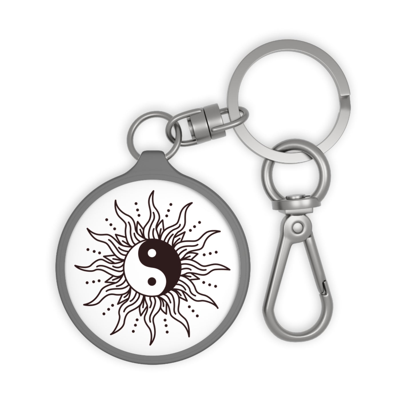 YING YANG SONNE - Spirituelles Symbol Buddhistisches • Edler Luxus Schlüsselanhänger mit Karabiner für Frauen & Männer