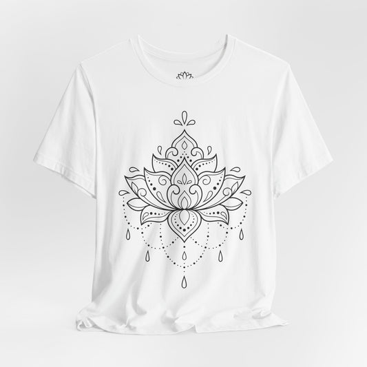 LOTUSBLUME, LOTUSBLÜTE ÄSTHETISCH SCHÖN • Blumenmotiv Handgezeichnt • T-shirt Damen & Herren • Baumwolle 🌿